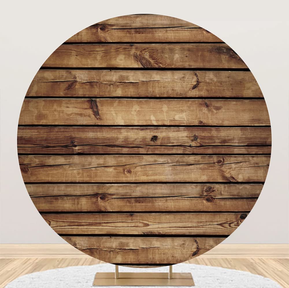 Yeele 6.5x6.5ft Rustic Wooden Circle Backdrop - Natural Wood Plank Photography Background for Party Decor, Gender Reveal, Baby Shower, Wedding & Graduation - Durable Polyester Photo Prop | Perfect for Indoor/Outdoor Events & Social Media Content Creation