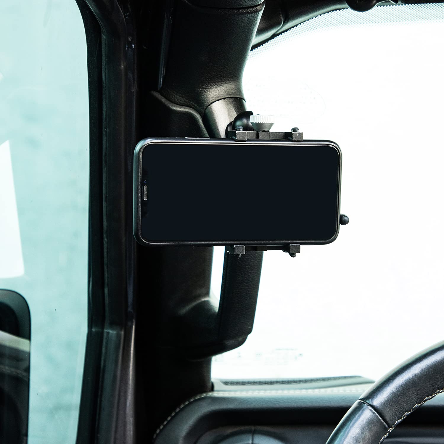 Hoolcar Adjustable Anti-Shake Phone Mount - Universal Grab Handle Cell Phone Holder for 2018-2021 Jeep Wrangler JL JLU & Gladiator JT - Perfect for Off-Road Adventures & Daily Commutes