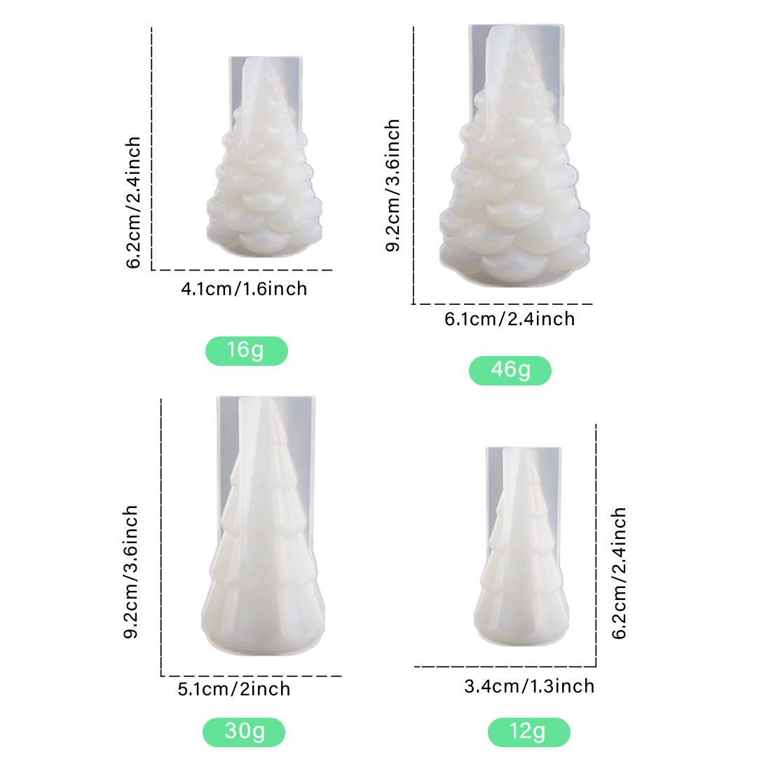 FineInno 2 Pack 3D Christmas Tree Silicone Mold Set - DIY Epoxy Resin, Soap, Candle & Wax Crafting Kit for Holiday Ornaments, Pine Cone Decorations - Perfect for Christmas DIY Projects, Home Decor & Gift Making