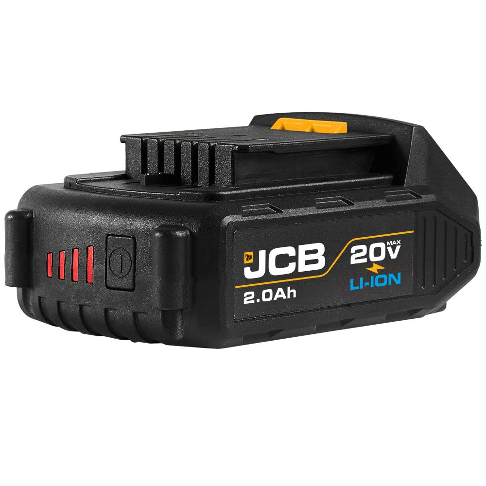 JCB 20V 2.0Ah Lithium-Ion Battery with Charge Indicator - Compatible with JCB 20V Power Tools (Drill, Jigsaw, Circular Saw) - Perfect for DIY Projects, Construction Work & Home Renovations