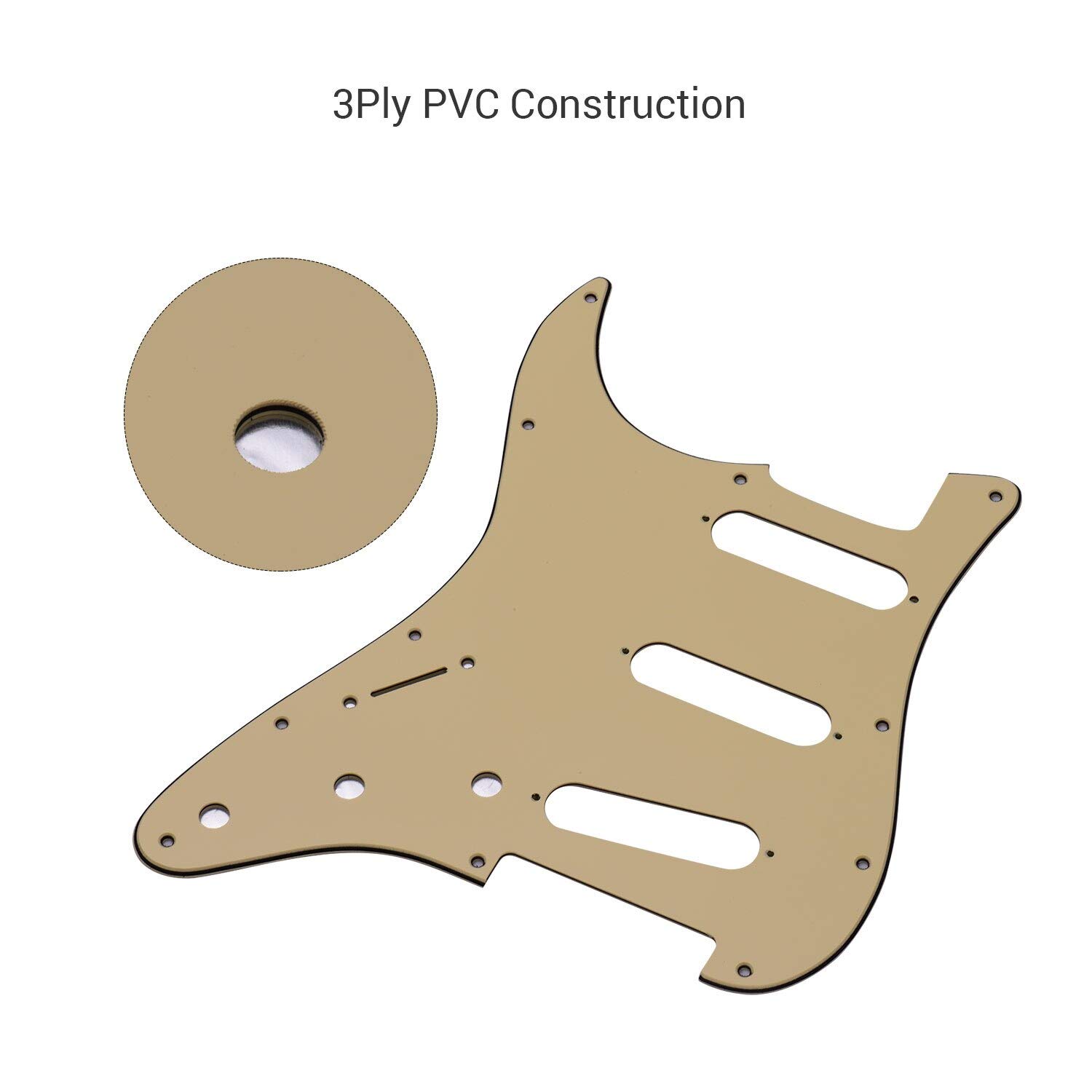 Left-Handed 11 Hole Guitar Pickguard - 3 Ply White Pickguard with Screws for ST Electric Guitar | Replacement Part for Left-Handed Players | Perfect for DIY Guitar Repair & Customization