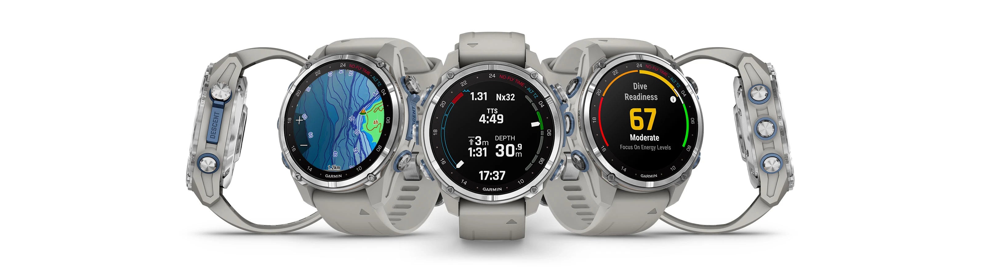 Garmin Descent Mk3 43mm Dive Watch with Stainless Steel Case & Fog Gray Silicone Band - Includes Optional T2 Transceiver for Scuba Diving & Freediving Adventures