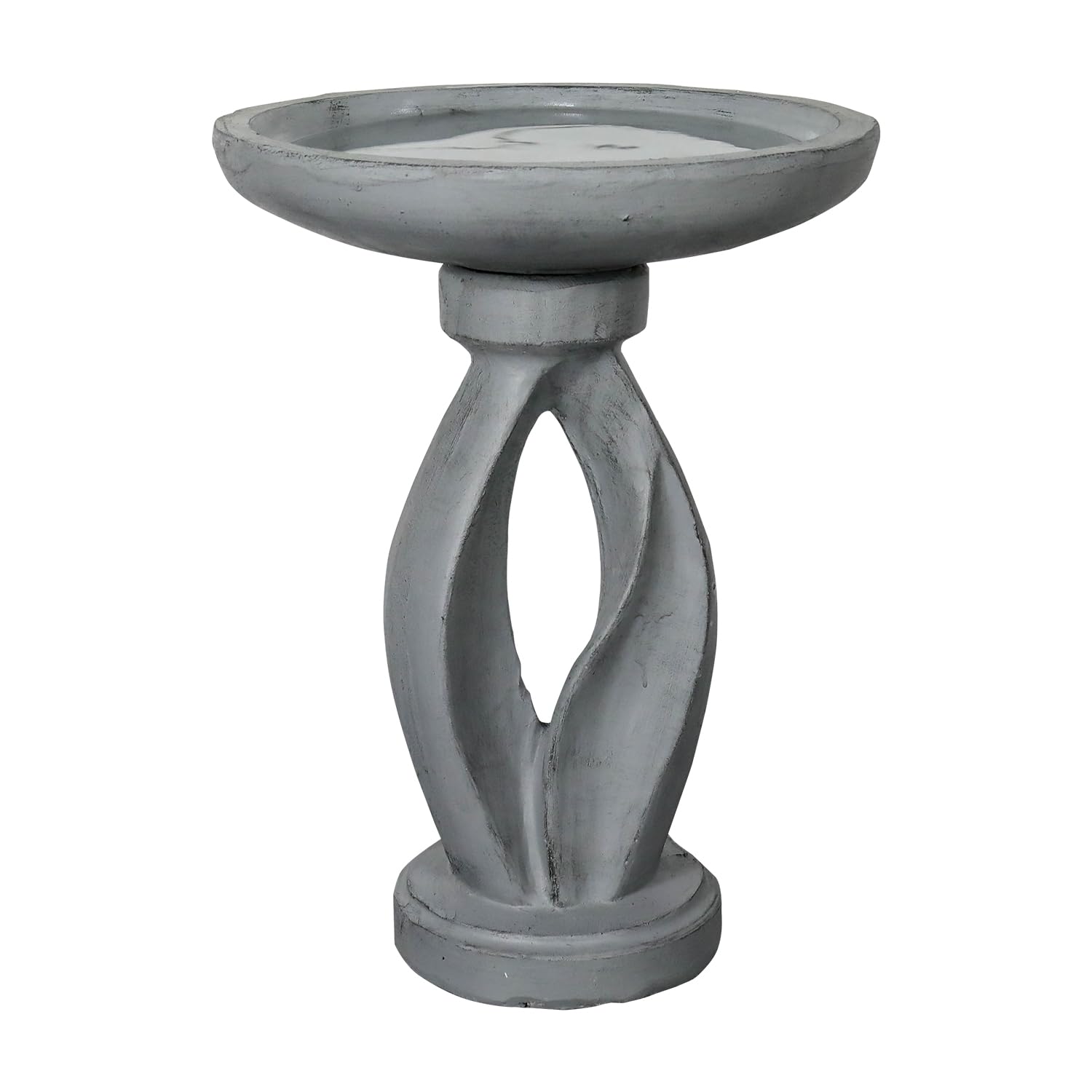 SunJet 21.8 Inch Modern Concrete Bird Bath - Sleek Minimalist Design, Sturdy & Elegant Garden Decor for Patio, Yard & Lawn | Attracts Birds & Enhances Outdoor Spaces