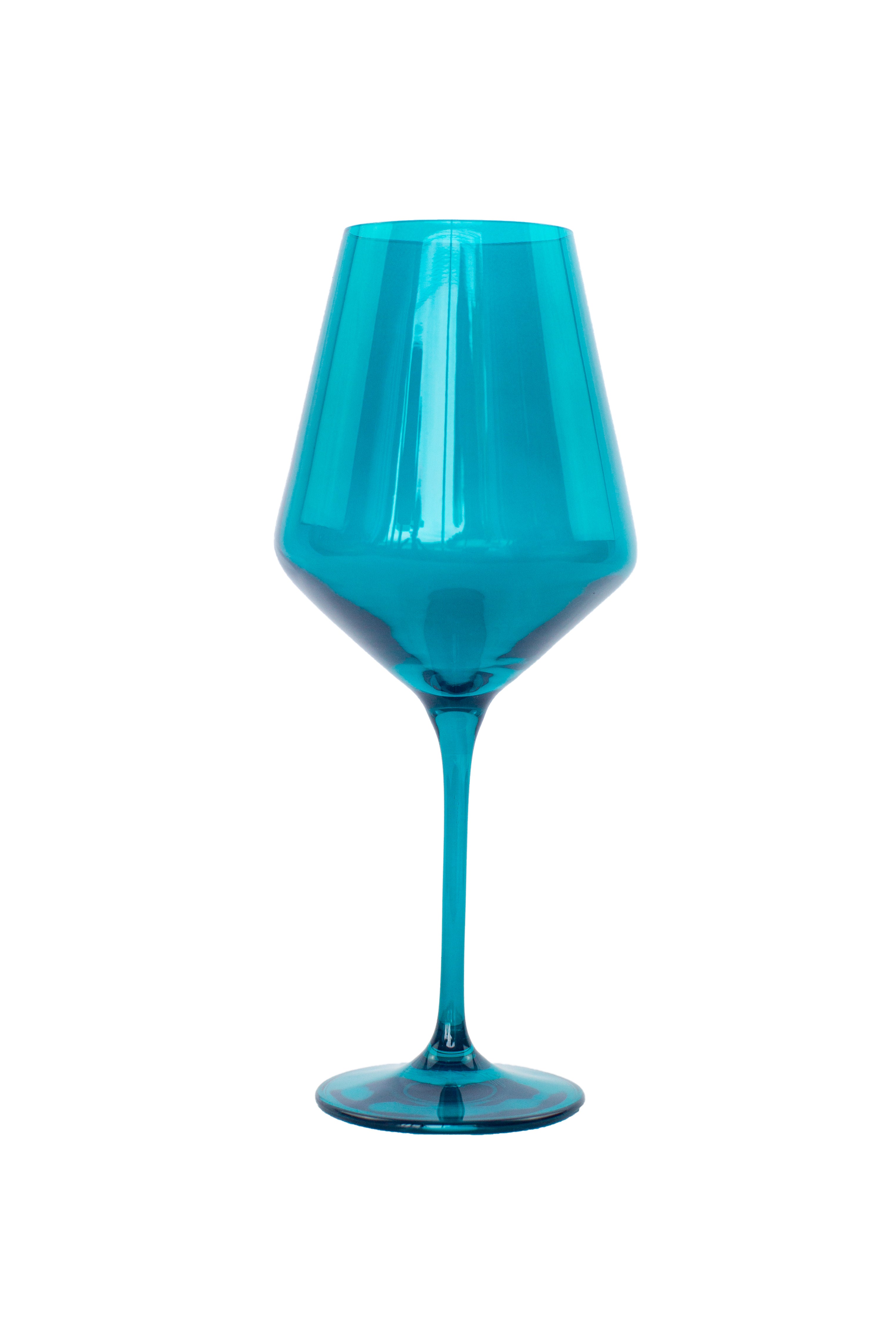 Estelle Teal Wine Glasses Set of 2 - Elegant Stemware for Red & White Wine - Perfect for Dinner Parties & Romantic Date Nights