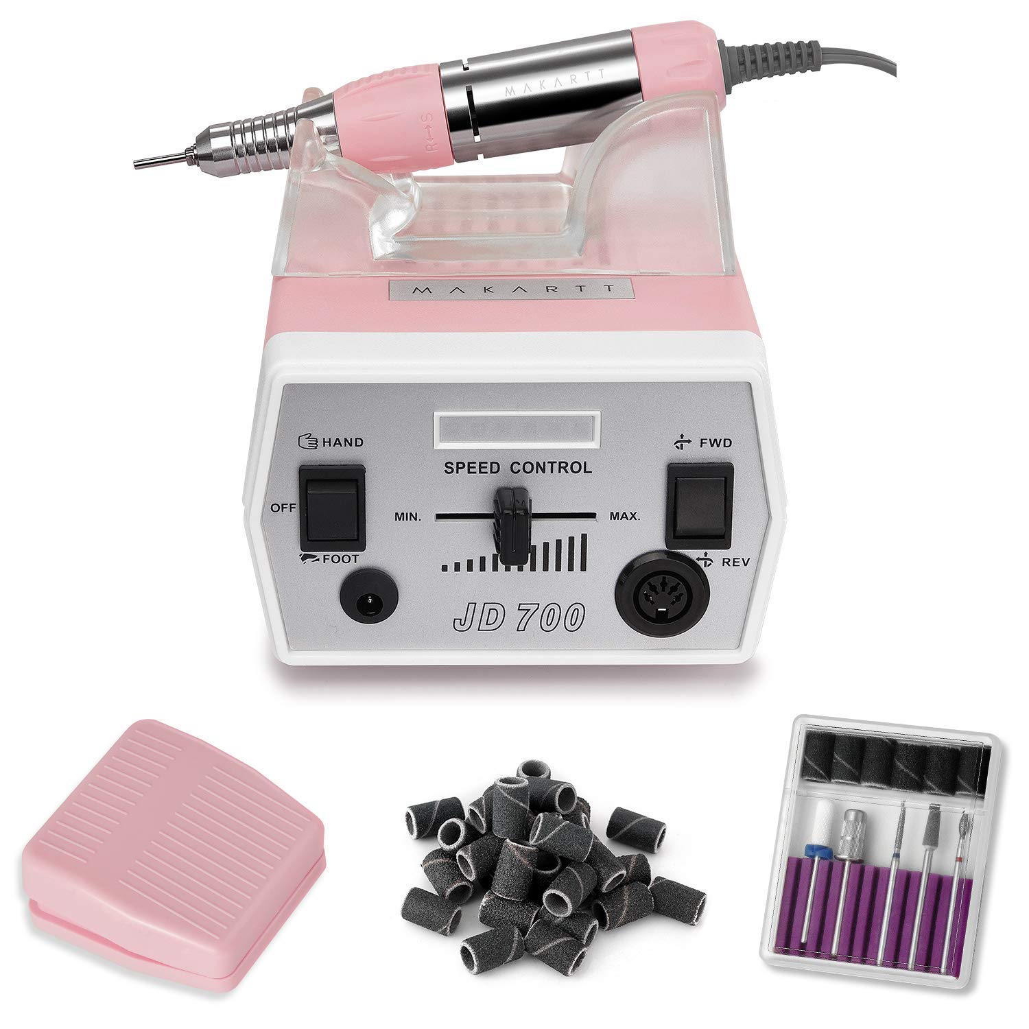 Makartt Geneviere Professional Electric Nail Drill Machine Kit with 3XF Drill Bits - Portable Manicure Pedicure Tool for Salon & Home Nail Care