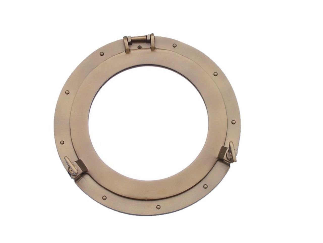 **Hampton Nautical Deluxe Antique Brass Porthole Mirror - 17