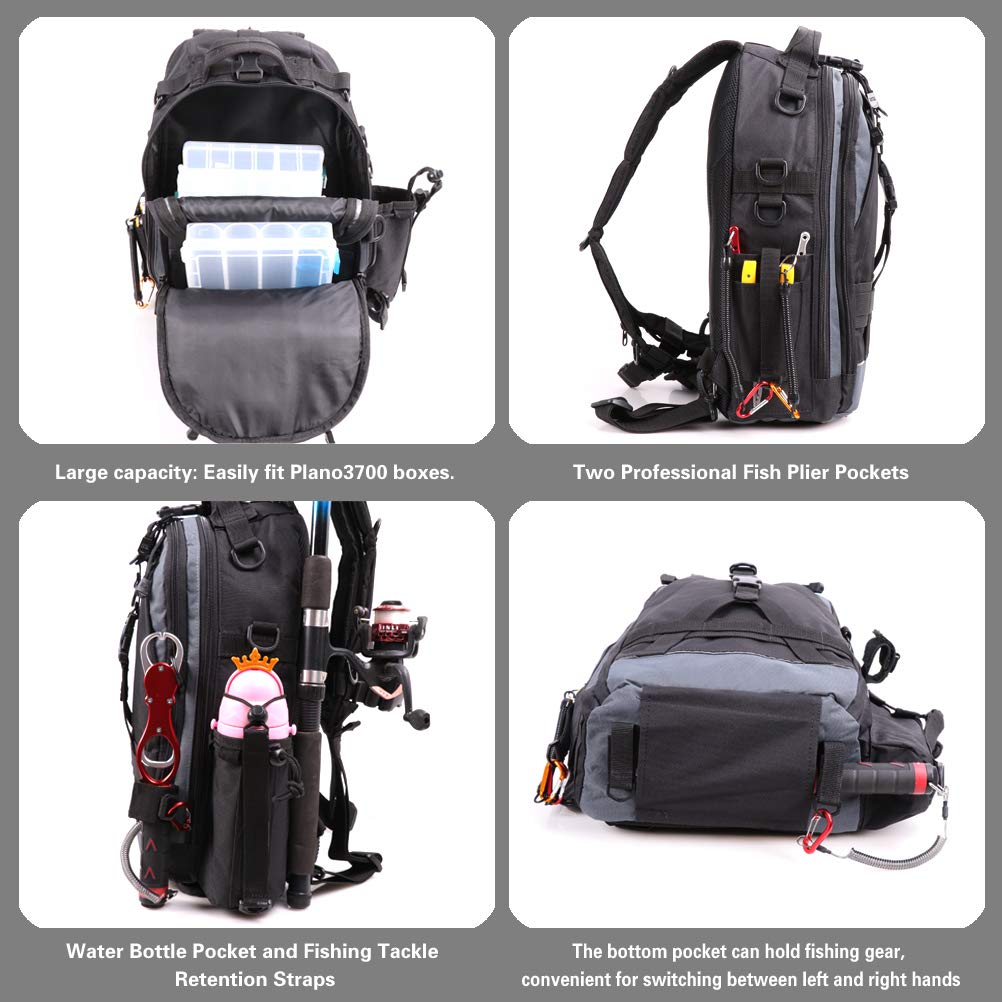 **Fishing Backpack with Rod Holder & Tackle Box Storage - Waterproof & Durable Outdoor Gear for Anglers - Perfect for Camping, Hiking & Fishing Trips**