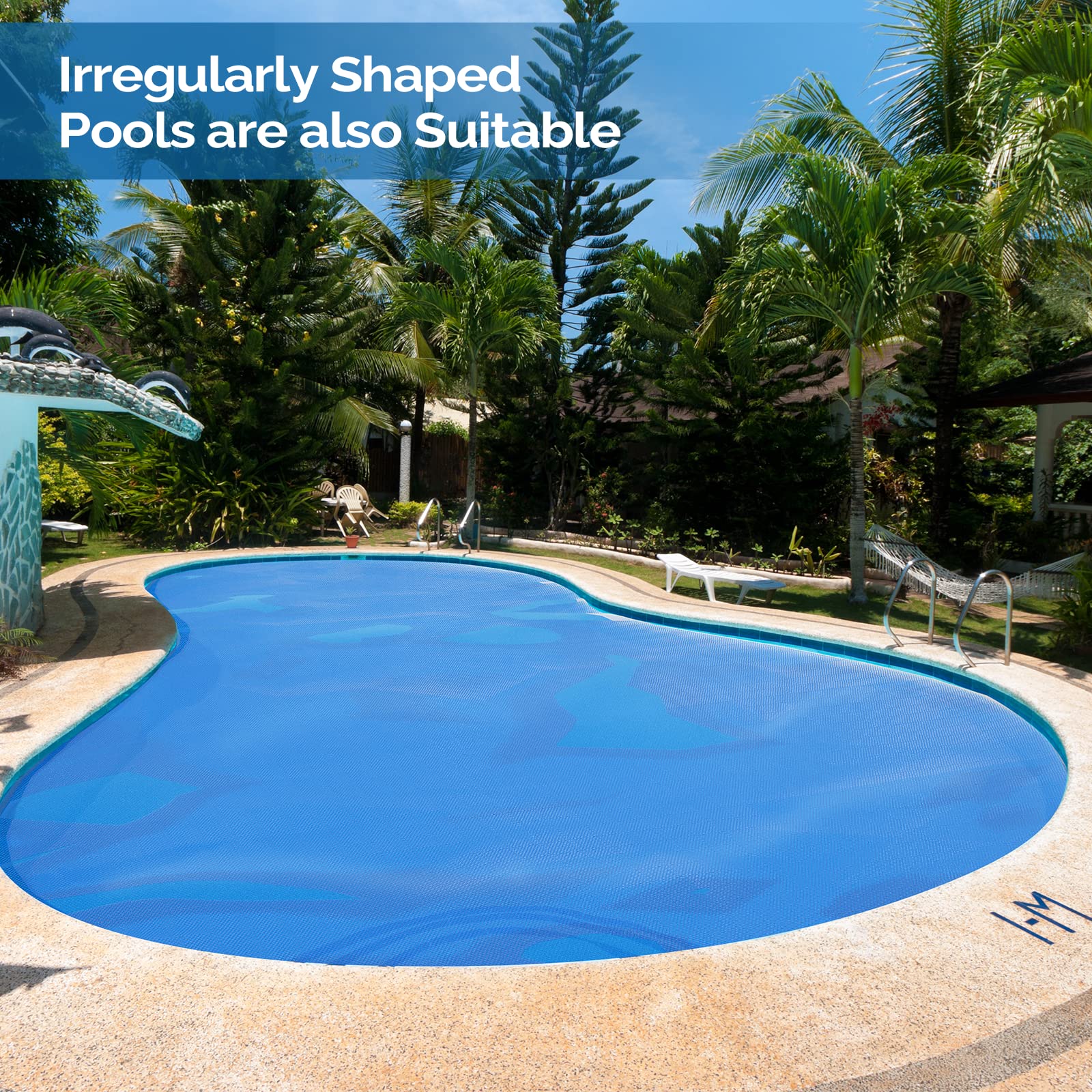 VINGLI 12Mil Solar Pool Cover Rectangle - Heavy Duty Solar Blanket for Inground & Above Ground Swimming Pools, Blue (18' x 36') - Energy Efficient Heating, Extends Swim Season, Reduces Evaporation
