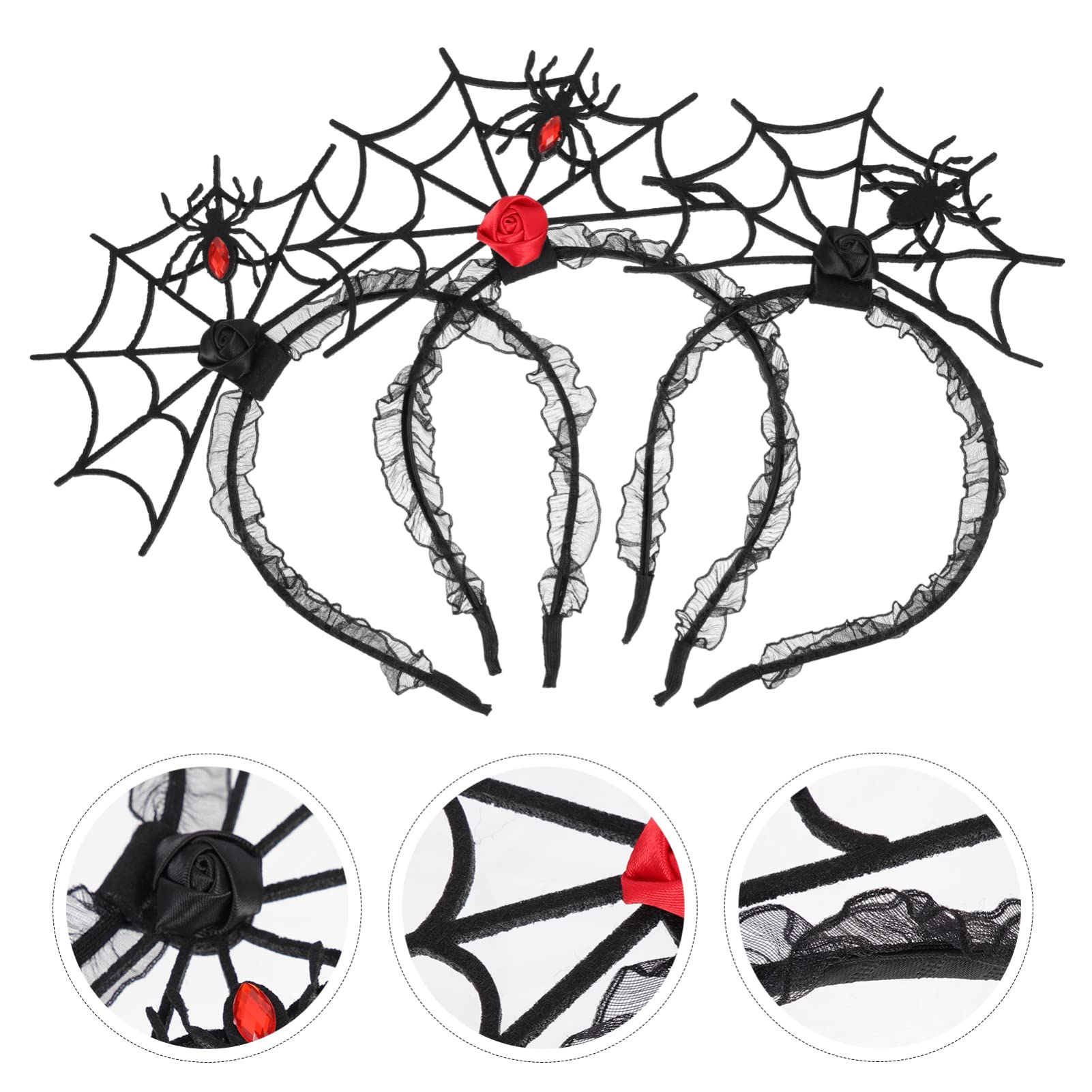 Minkissy 3PCS Halloween Spider Web Headbands - Gothic Cosplay Masquerade Hair Accessories for Halloween Party, Christmas Carnival & Festival Costume | Perfect for Spooky Themed Events, Cosplay & Costume Parties