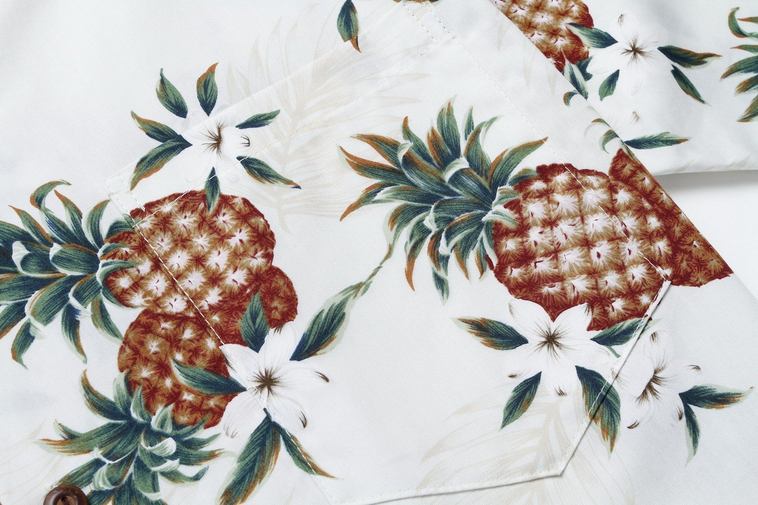 Hawaiian Shirt for Men - Made in Hawaii - Aloha Shirt with Golden Pineapple Print on White - Perfect for Beach Vacation, Summer Party & Tropical Getaway