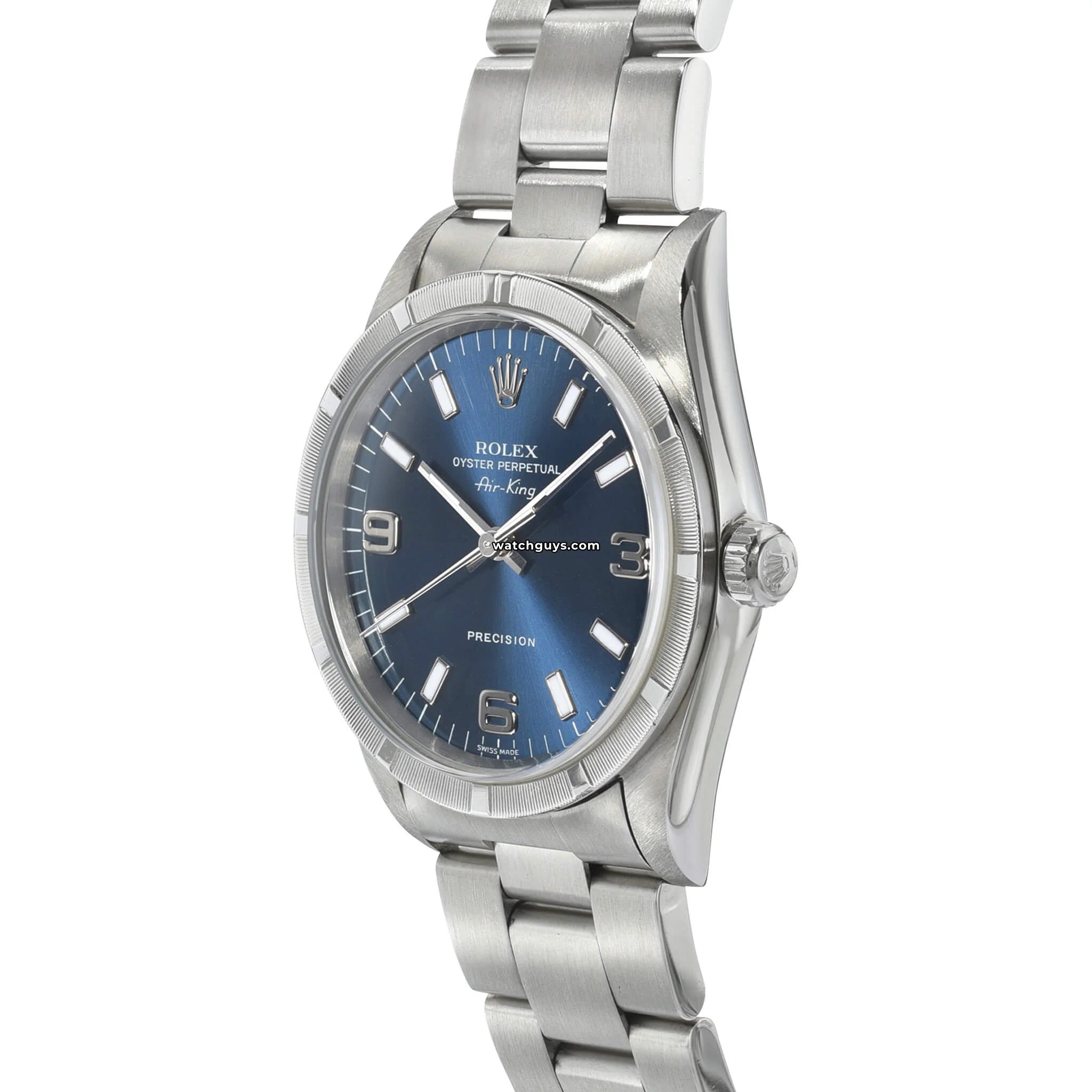 Authentic Rolex Air King 14000 Blue Dial Stainless Steel Men's Watch - Luxury Timepiece for Business, Formal & Everyday Wear