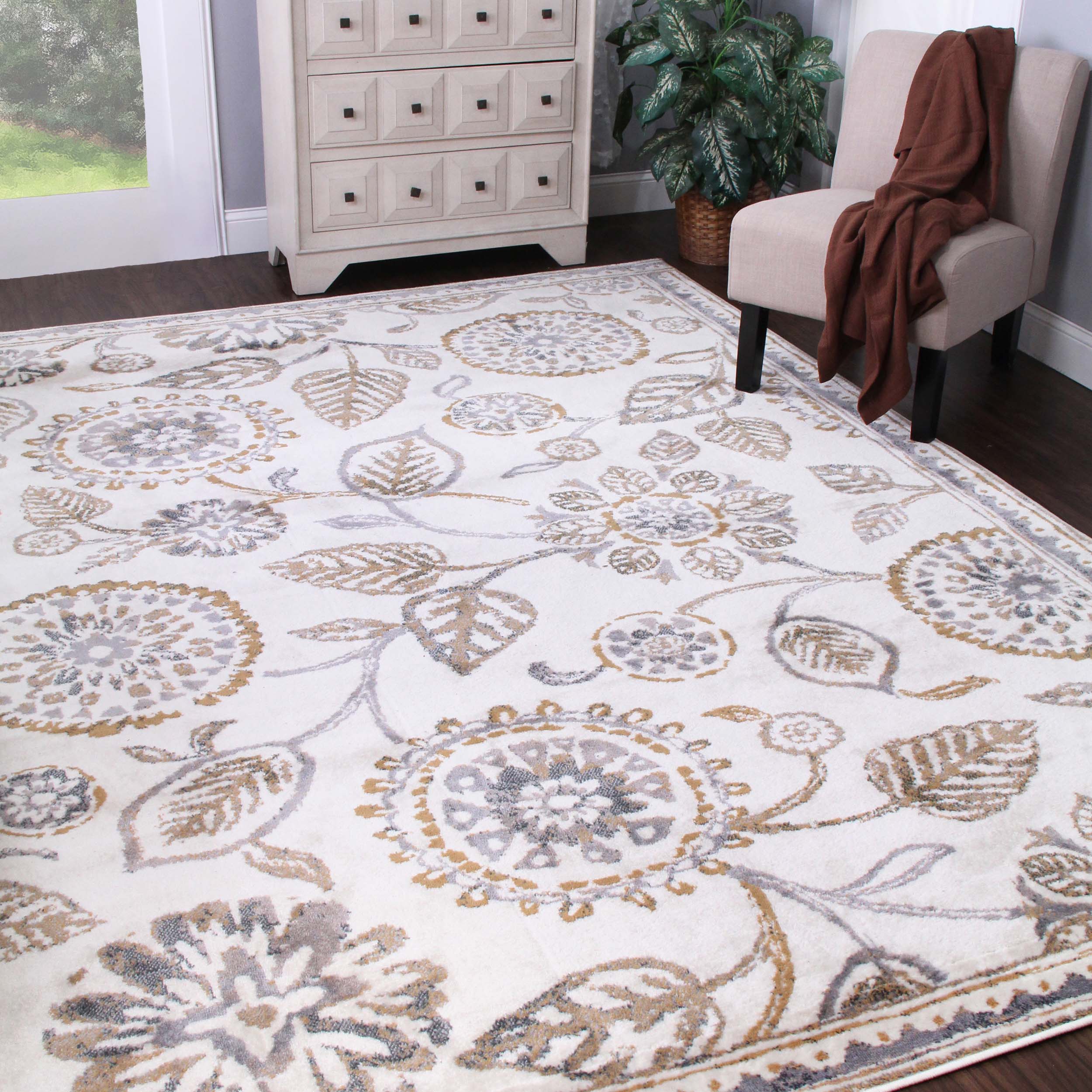 Modern Amaryllis Floral Indoor Farmhouse Area Rug or Runner Rug - Perfect for Living Room, Bedroom & Entryway Decor