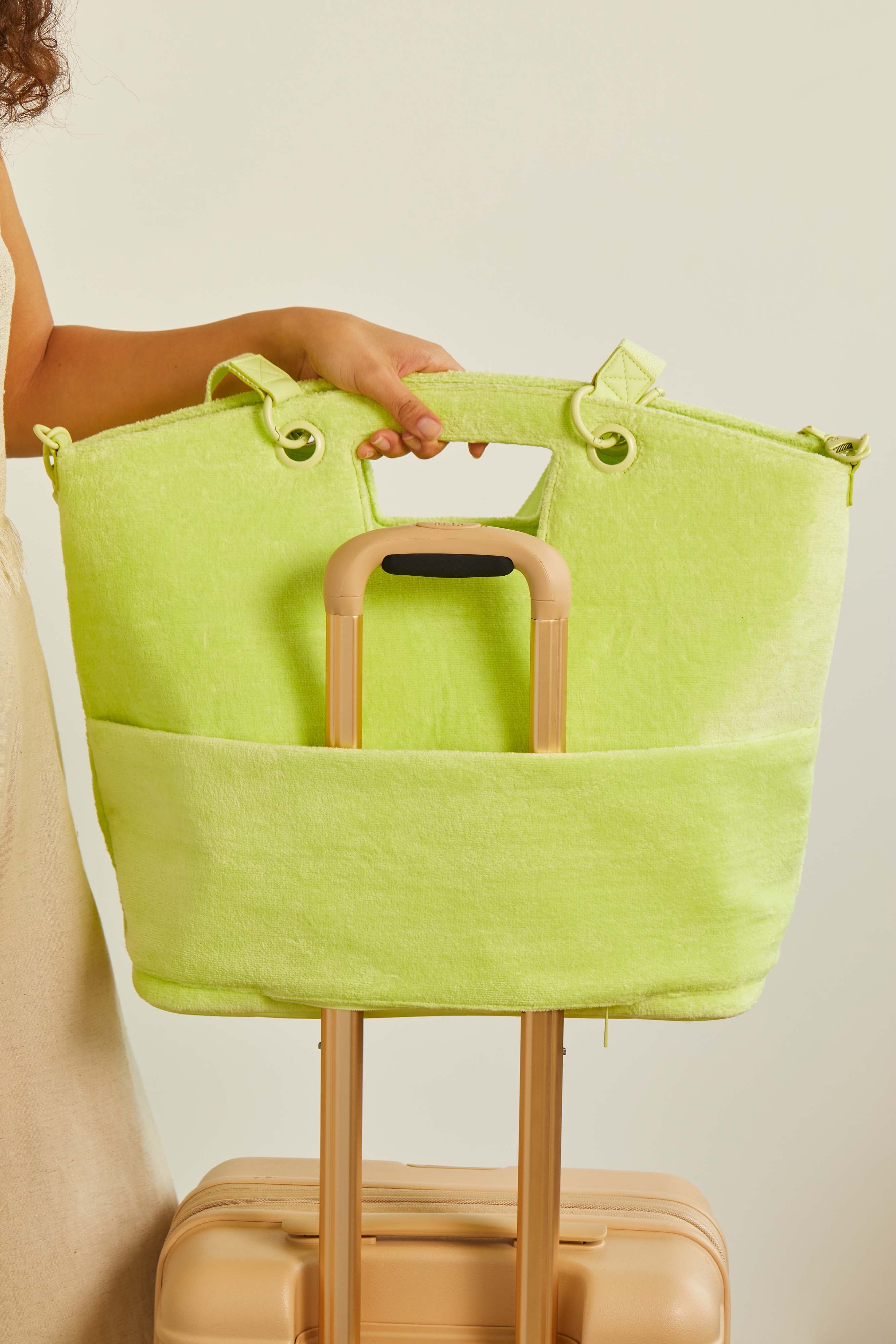 Stylish Citron Terry Tote Bag - Eco-Friendly Cotton Beach Tote for Women | Perfect for Shopping, Travel & Summer Outings