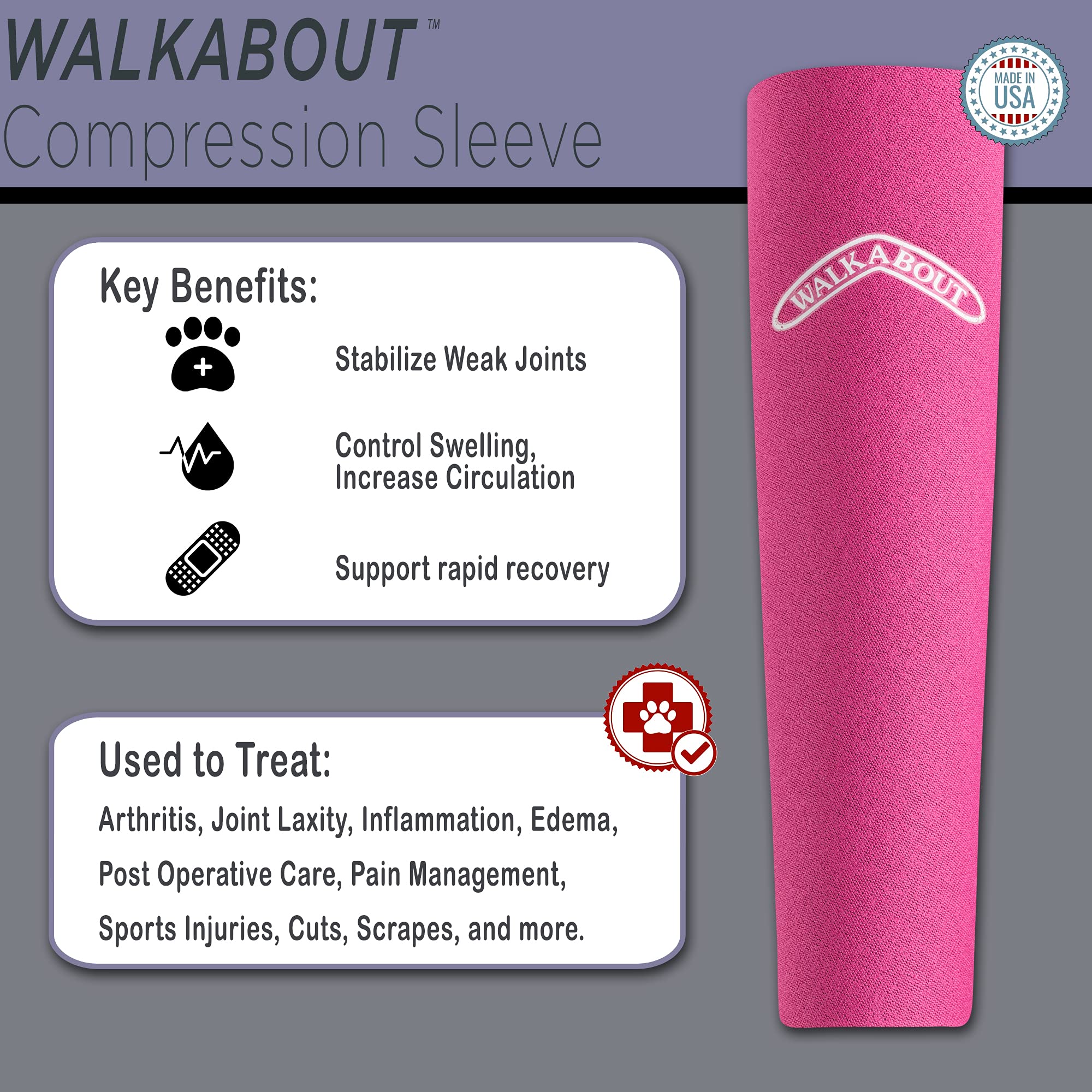 Dog Leg Compression Sleeve for Large Dogs - Pink Support Wrap for Joint Pain Relief & Injury Recovery - Perfect for Arthritis, Sprains & Post-Surgery Care