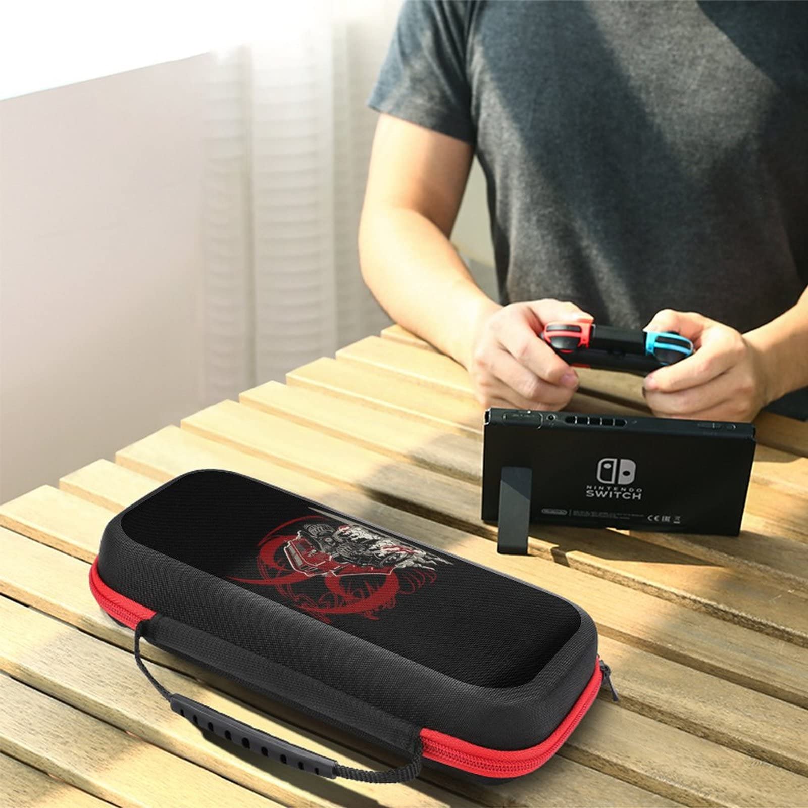 Durable Red Muscle Semi Truck Carrying Case for Nintendo Switch - Portable Travel Cover with 20 Game Card Slots | Perfect for Gaming On-The-Go & Travel Protection