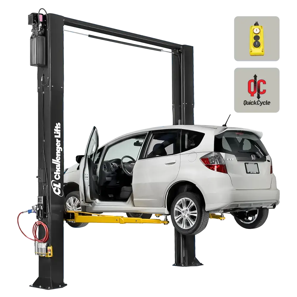 Challenger CL10AV3 10,000 lbs DPC QC Versymmetric 2 Post Car Lift with Dual Pendant & Quick Cycle - Perfect for Auto Repair Shops & Home Garages