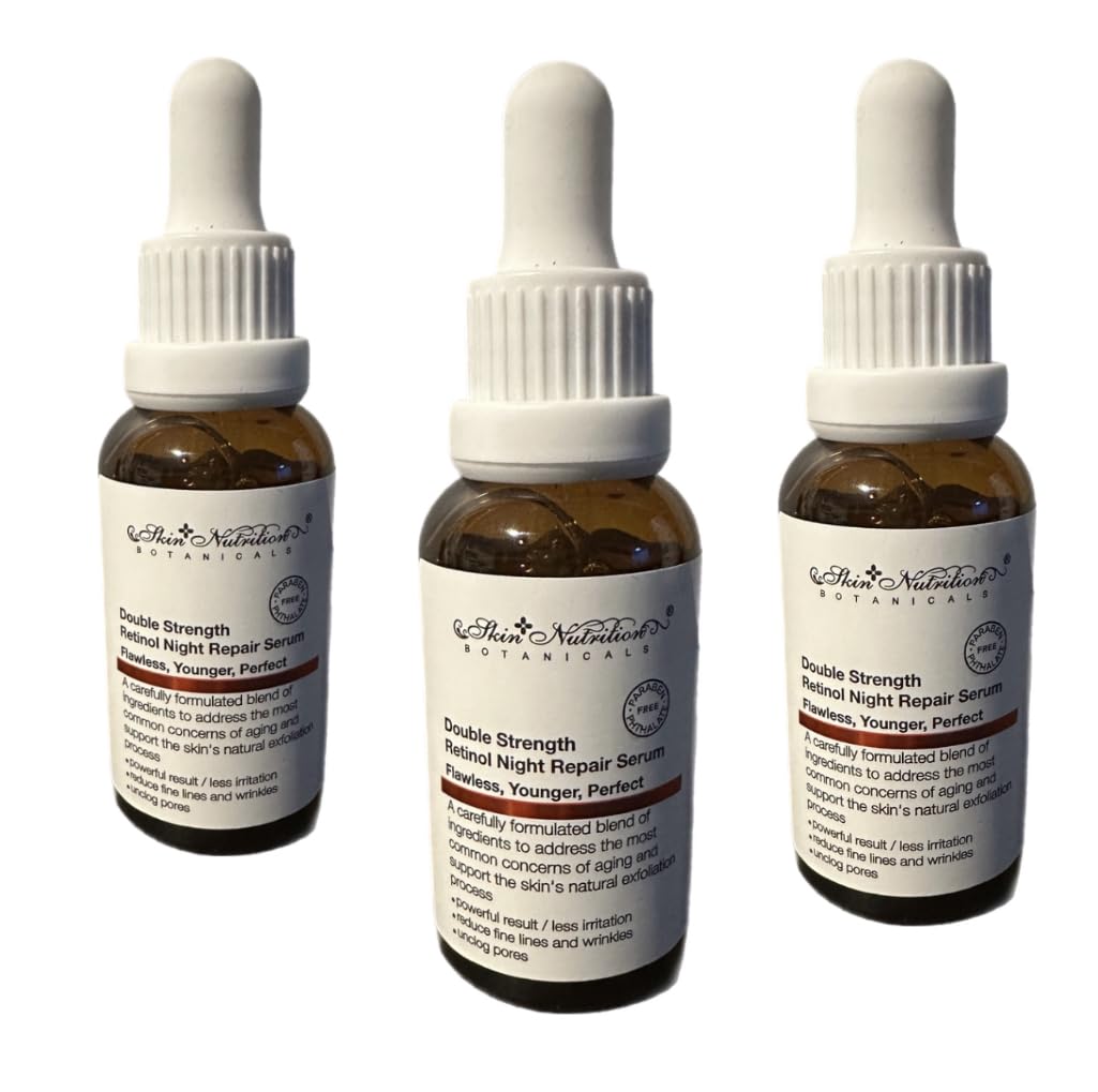3 Pack Double Strength Retinol Serum for Face - Anti Aging Skincare Treatment for Wrinkles & Fine Lines - Night Cream for Women & Men - Perfect for Dry Skin & Mature Skin Care Routine