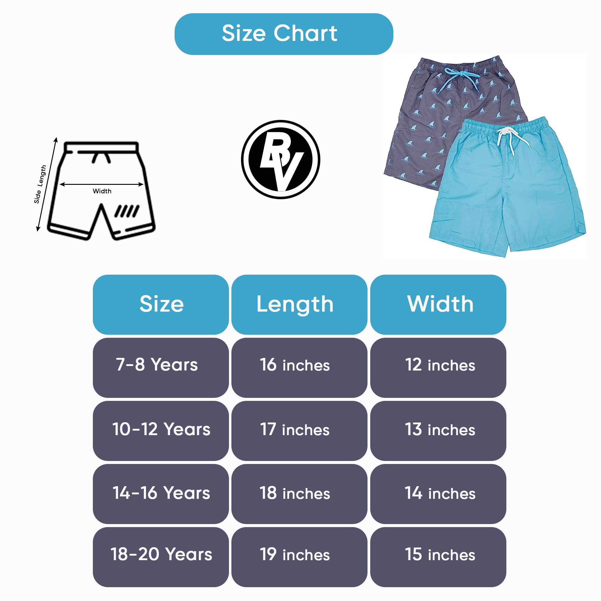 BROOKLYN VERTICAL Boys 2-Pack Quick Dry Swim Trunks & Board Shorts for Pool, Beach, and Summer Water Activities
