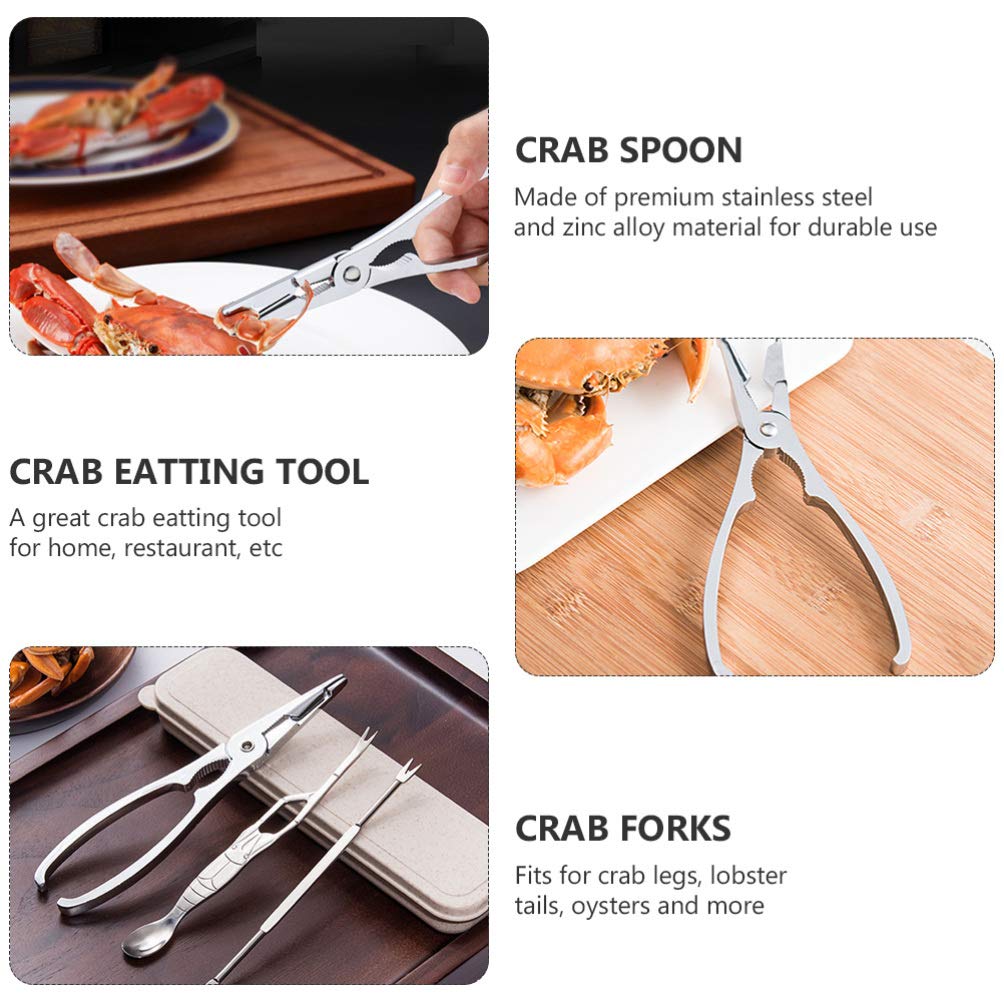 DOITOOL Stainless Steel Crab Eating Tool Set - Crab Forks, Pliers, Spoon & Gadgets for Seafood Lovers | Perfect for Crab Legs, Lobster & Shellfish at Home or Restaurants