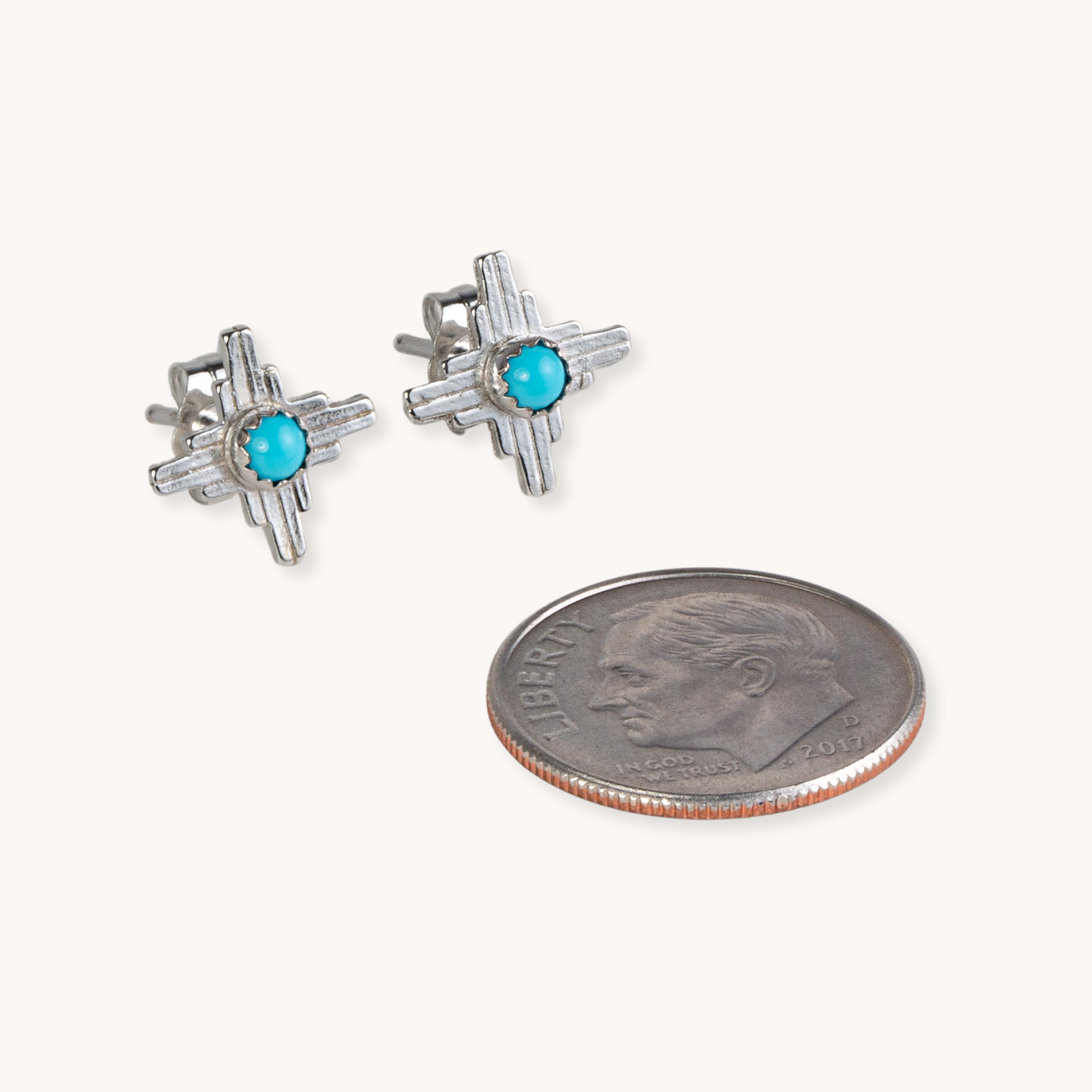 Turquoise Mini Zia Stud Earrings - Handmade Sterling Silver Dainty Jewelry for Women | Boho Chic Accessories for Everyday Wear & Special Occasions