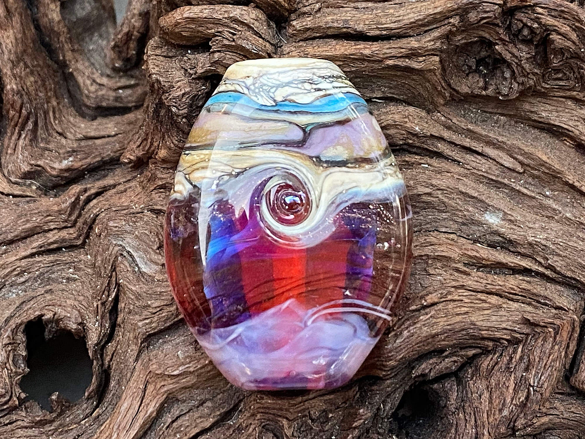 Fuchsia Pink Organic Lampwork Focal Bead SRA - Handmade Glass Bead for Jewelry Making, DIY Crafts, Necklaces & Bracelets - Perfect for Beaders and Artisans