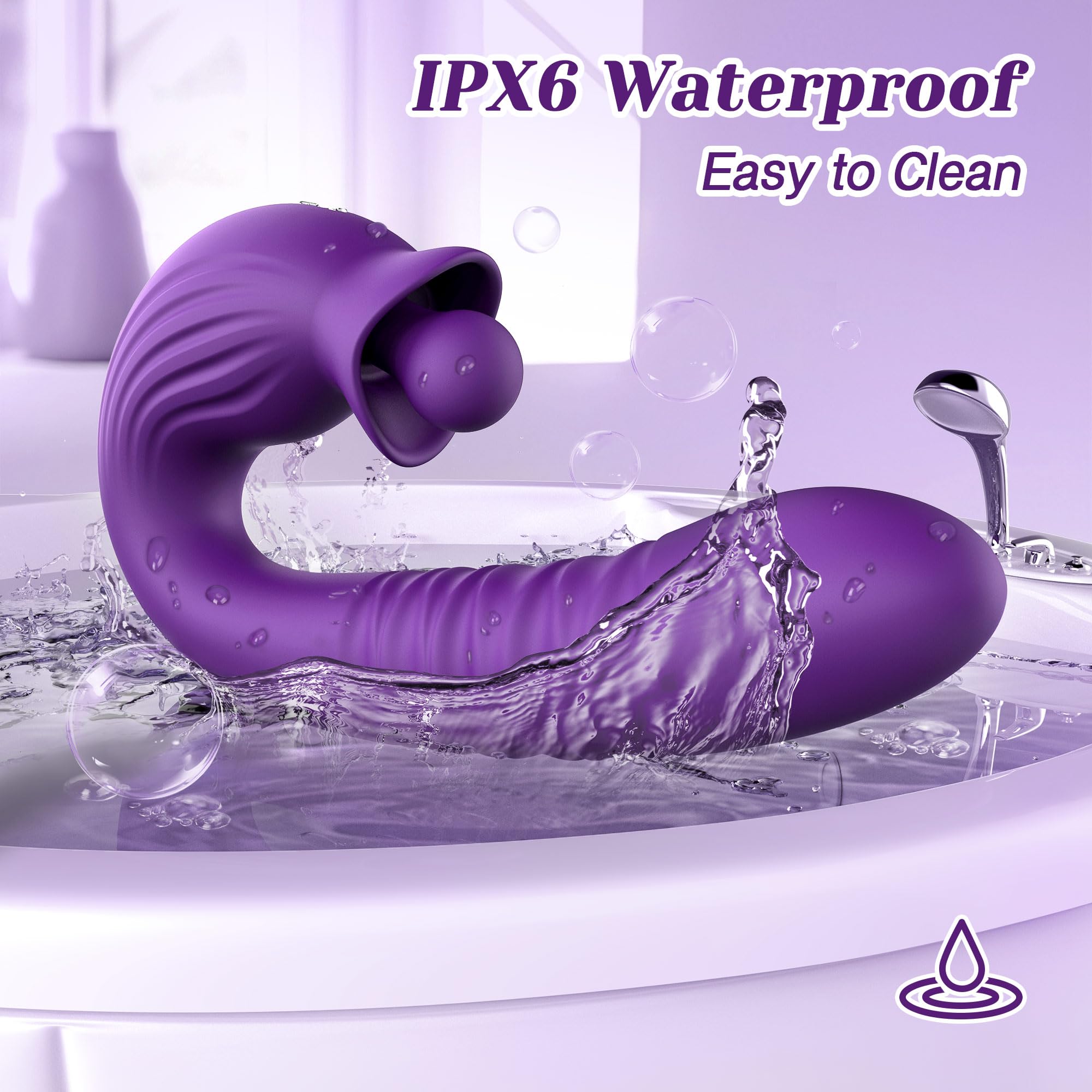 Tracy's Dog 4-in-1 G Spot Vibrator & Clitoral Stimulator for Women - 10 Thrusting, 3 Licking & 10 Vibration Modes, Adult Sex Toy for Solo Play & Couples Pleasure - Perfect for Intimate Moments & Spicing Up Relationships