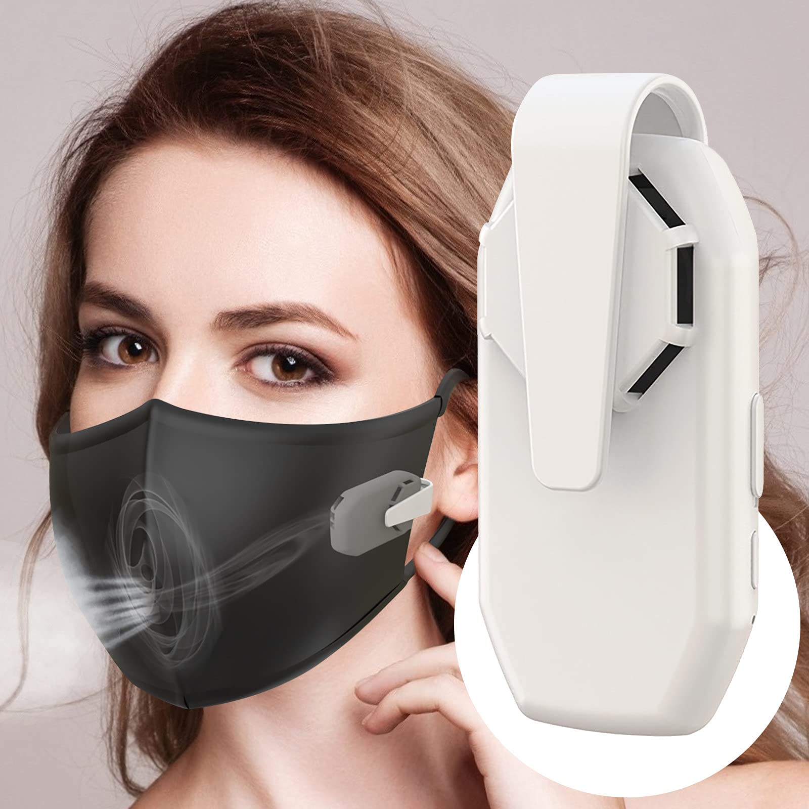 Portable USB Rechargeable Mini Clip Fan - Wearable Personal Cooling Fan for Face, Hands-Free Air Circulation - Perfect for Outdoor, Office, and Travel Use (White)