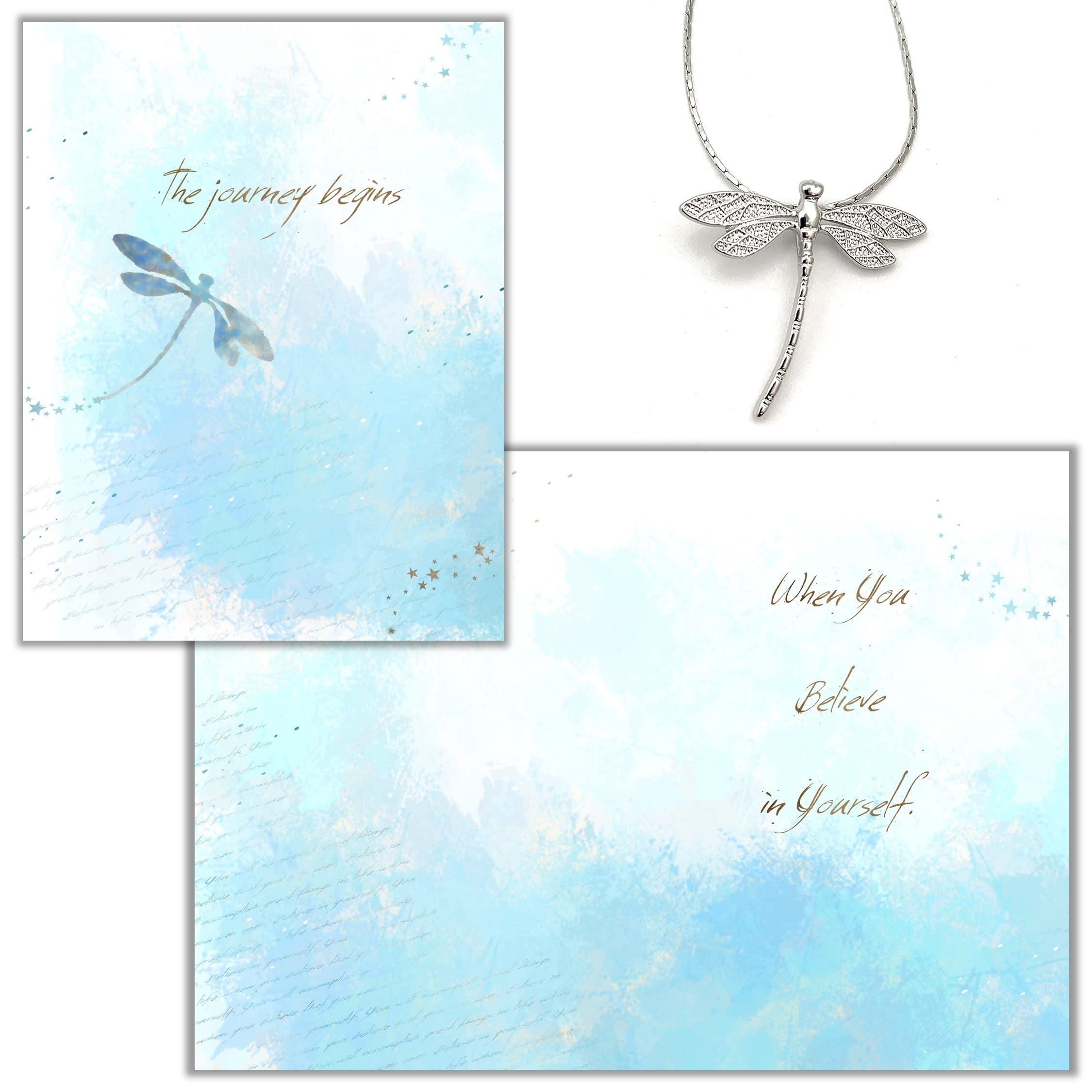 Graduation Greeting Card & Dragonfly Keepsake Gift Set - Inspirational Graduation Gift for Women, Daughter, Granddaughter - Dragonfly Journey Theme - Perfect for High School & College Graduation Ceremonies