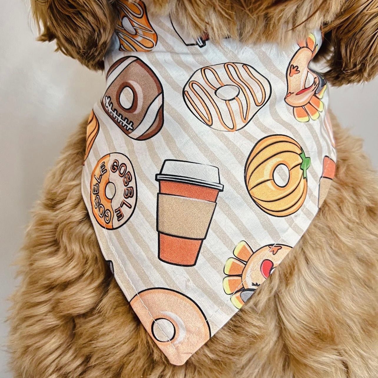 Thanksgiving Donuts & Coffee Bandana Scarf - Festive Holiday Print for Thanksgiving, Christmas & Fall - Perfect for Coffee Lovers & Bakers - Great for Baking, Gifting & Seasonal Decor