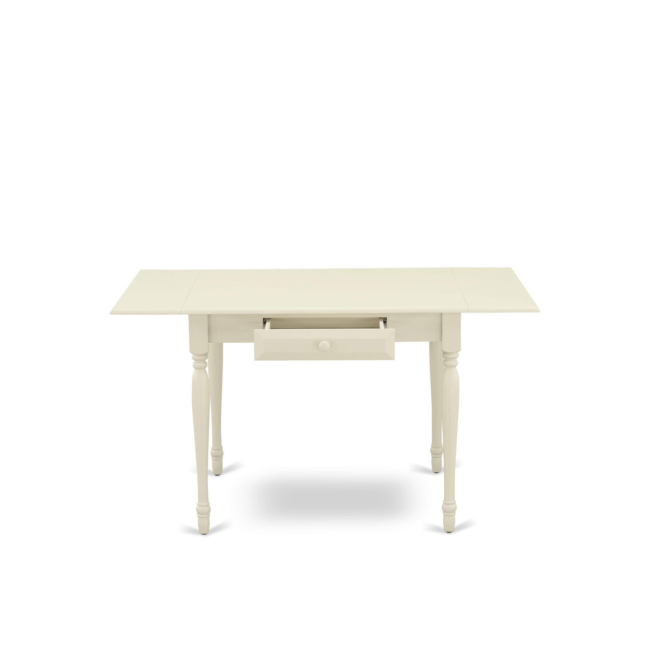 East West Furniture MZKE3-LWH-W 3-Piece Kitchen Table & Chairs Set - 36x54 Inch Rectangle Drop Leaf Dining Table with 2 Matching Chairs in Linen White | Perfect for Small Spaces, Breakfast Nooks & Cozy Dining Areas