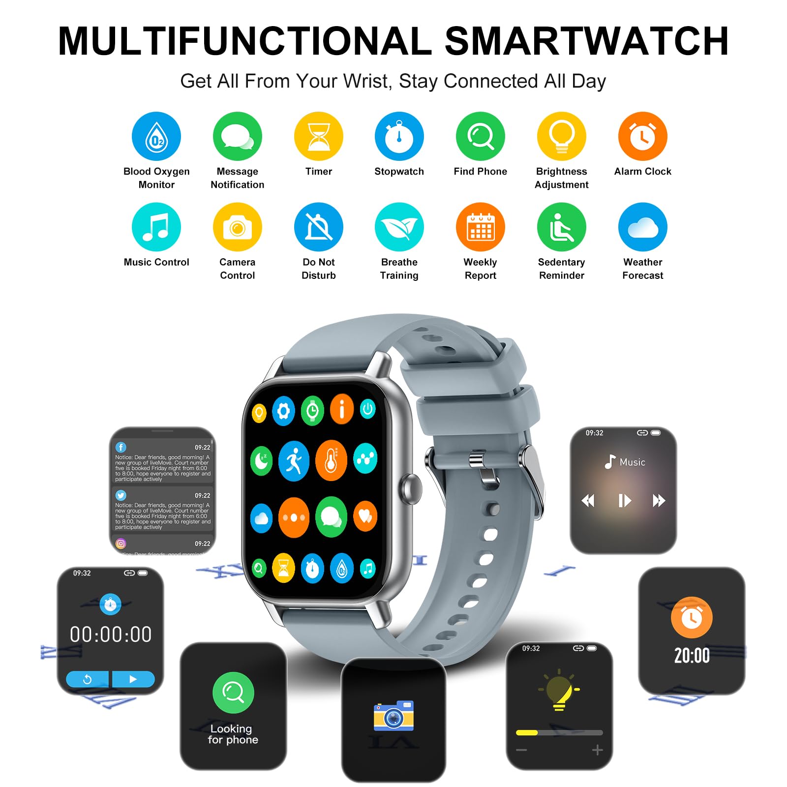 Smart Watch for Women - Fitness Tracker with Heart Rate & Sleep Monitor, IP68 Waterproof for Android/iOS - Perfect for Workouts & Daily Use