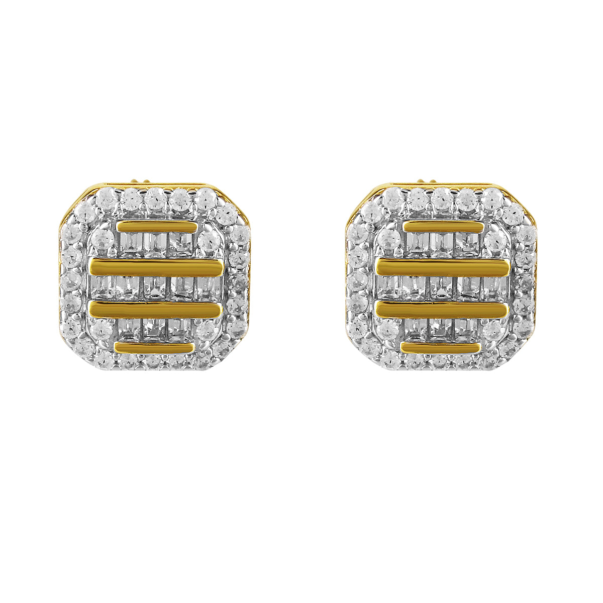 Elegant Sterling Silver Square Baguette Screw Back Earrings for Women | Icy Sparkling Cubic Zirconia Studs | Perfect for Parties, Weddings & Formal Events