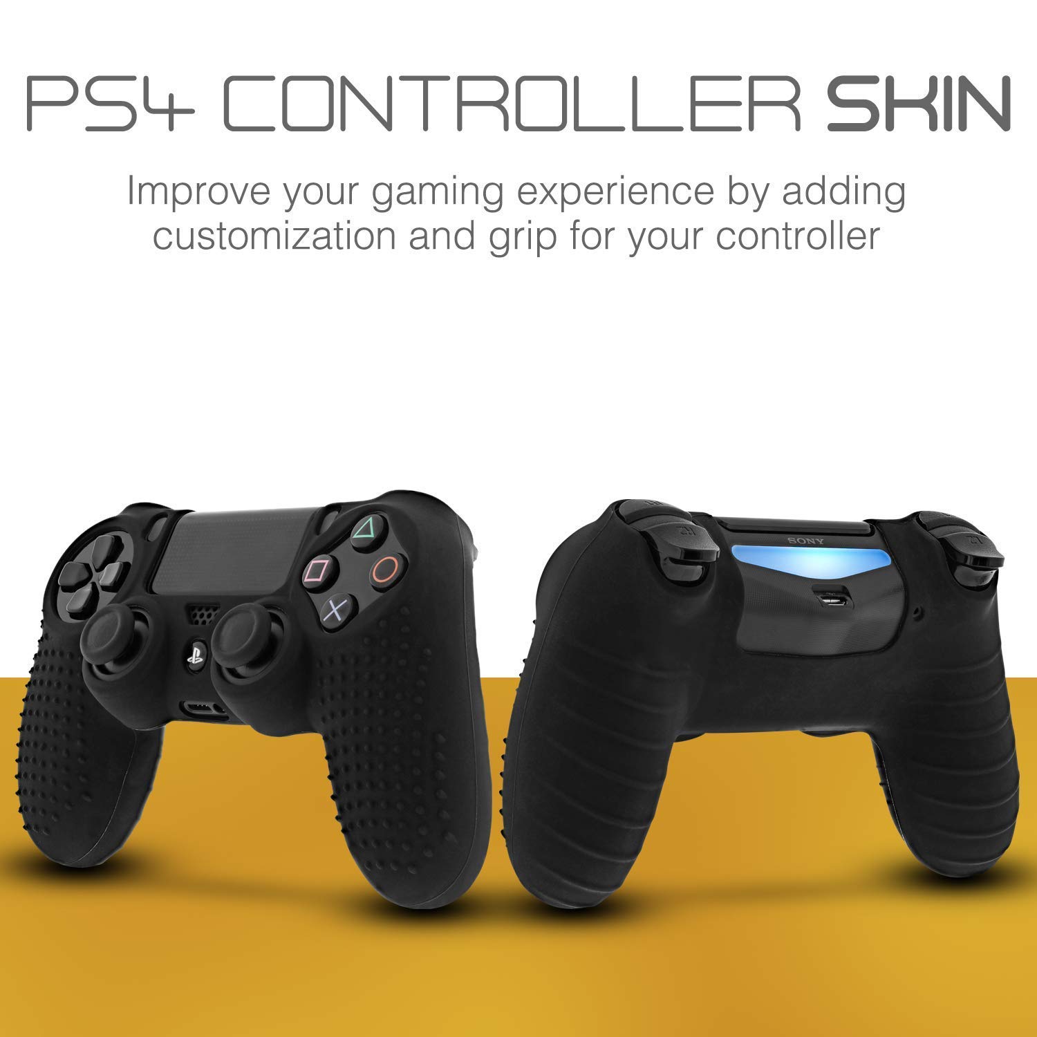 Fosmon Anti-Slip Protective Skin Cover for Sony PS4/PS4 Slim/PS4 Pro Controller - 8 Thumb Grips & 4 Pairs (Black) - Enhance Gaming Comfort for Long Sessions