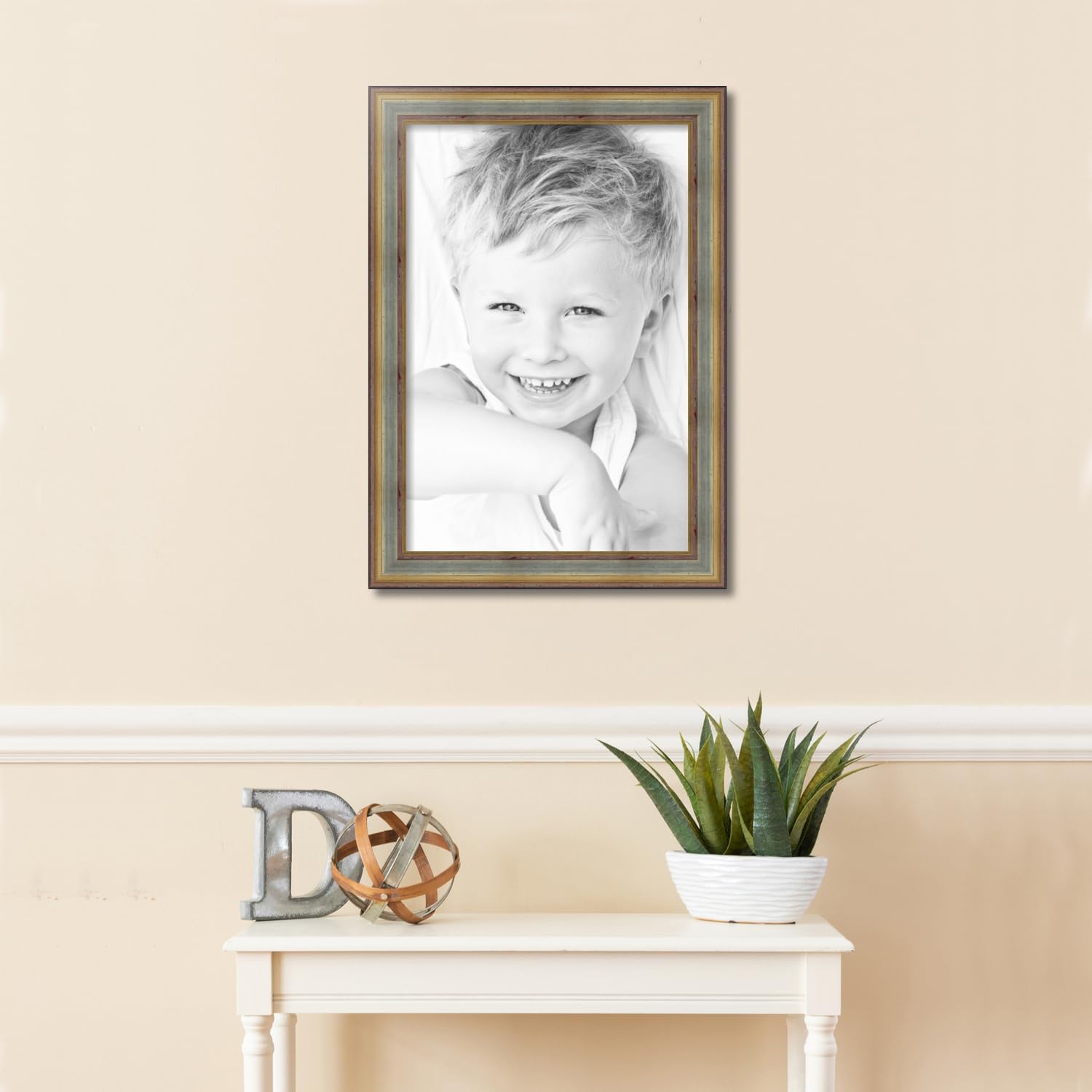 ArtToFrames 16x24 Inch Silver and Gold Wood Picture Frame - Modern Home Decor for Living Room, Bedroom, Office - WOMD1087-16x24