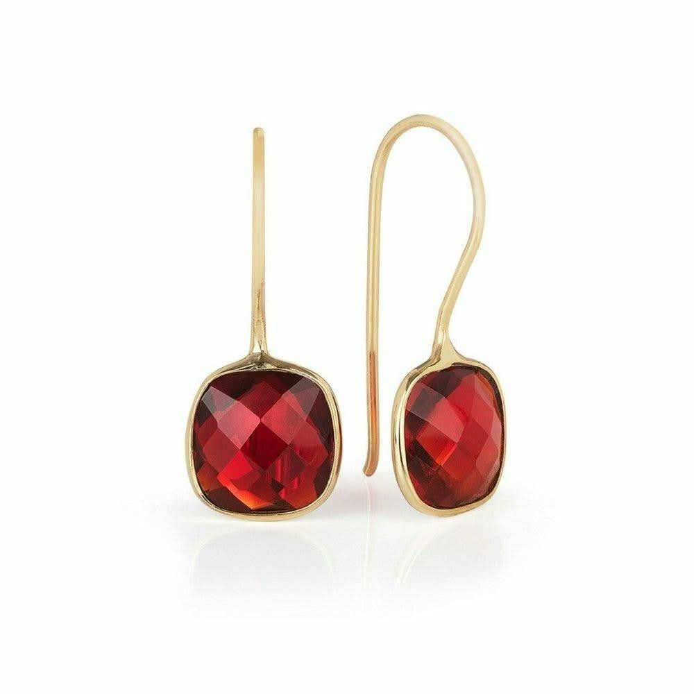 Exquisite 14K Gold Garnet Earrings for Women – Elegant Dangle Hoop Earrings for Parties, Weddings & Special Occasions