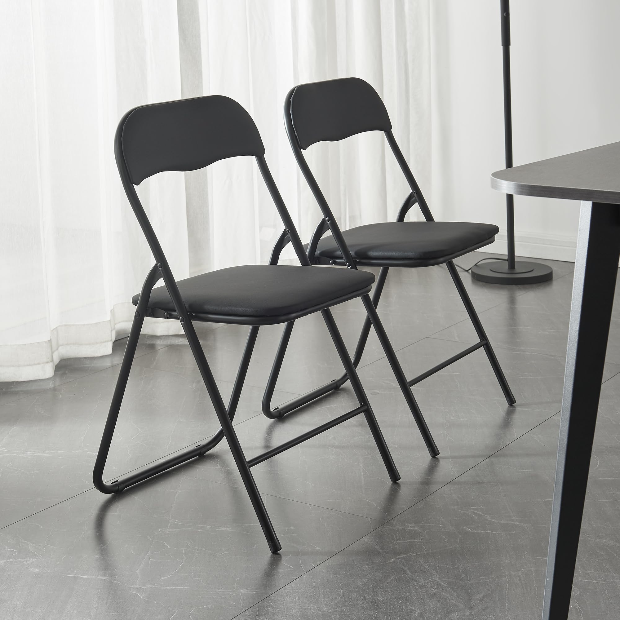 **Panana Folding Chairs with Padded Seat & Back Cushion - Heavy Duty Metal Frame for Home, Office, Patio, Camping & Events - Indoor & Outdoor Foldable Chairs (Black, 4 Pack) - Perfect for Parties, BBQs & Extra Seating**