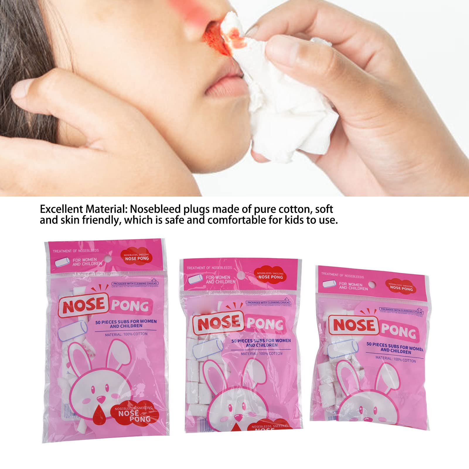 3 Pack Kids Nosebleed Plugs - Quick Seal Nose Bleed Stoppers | Cotton Roll Pads for Home, Outdoor & Sports Use | First Aid for Children's Nosebleeds During Play, School & Activities