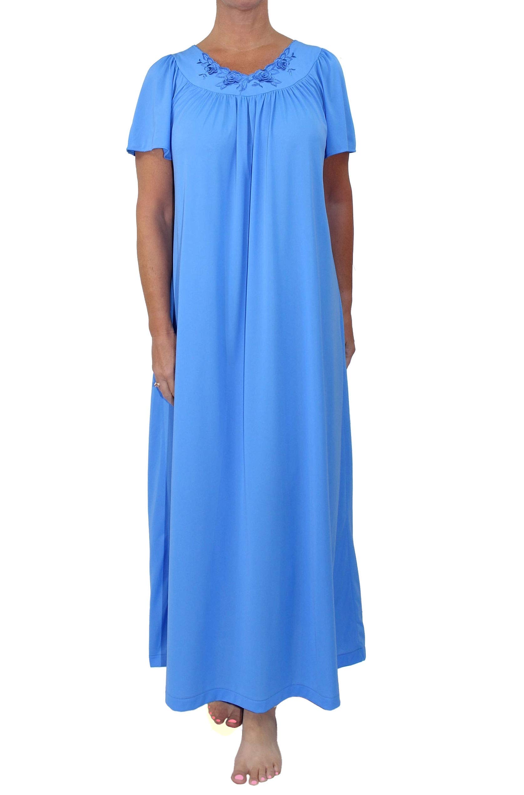 Shadowline Women's Nightgown & Long Sleeve Robe Pajama Set - Soft Nylon Sleepwear & Peignoir for Cozy Nights, Bridal Shower, and Spa Relaxation
