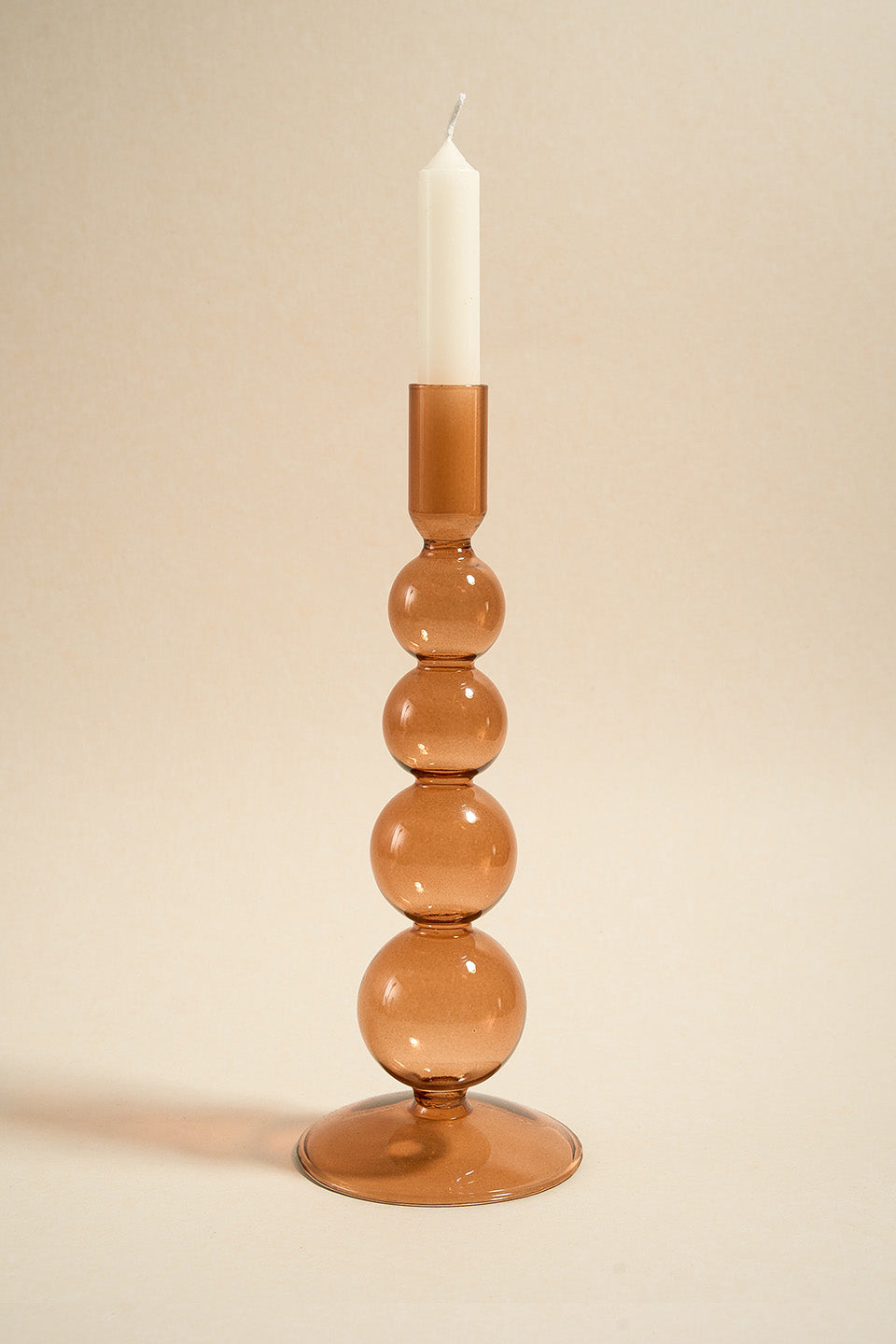 25cm Glass Taper Candle Holder - Set of 4 Bubble Brown Candle Sticks for Dining Table, Wedding Centerpiece & Home Decor