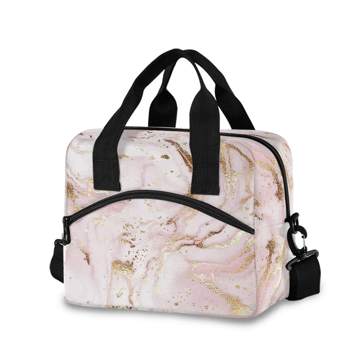Pink Gold Marble Insulated Lunch Bag for Women - Leakproof Lunch Box & Cooler Tote - Perfect for Work, School, Picnics & Outdoor Activities (907u1)