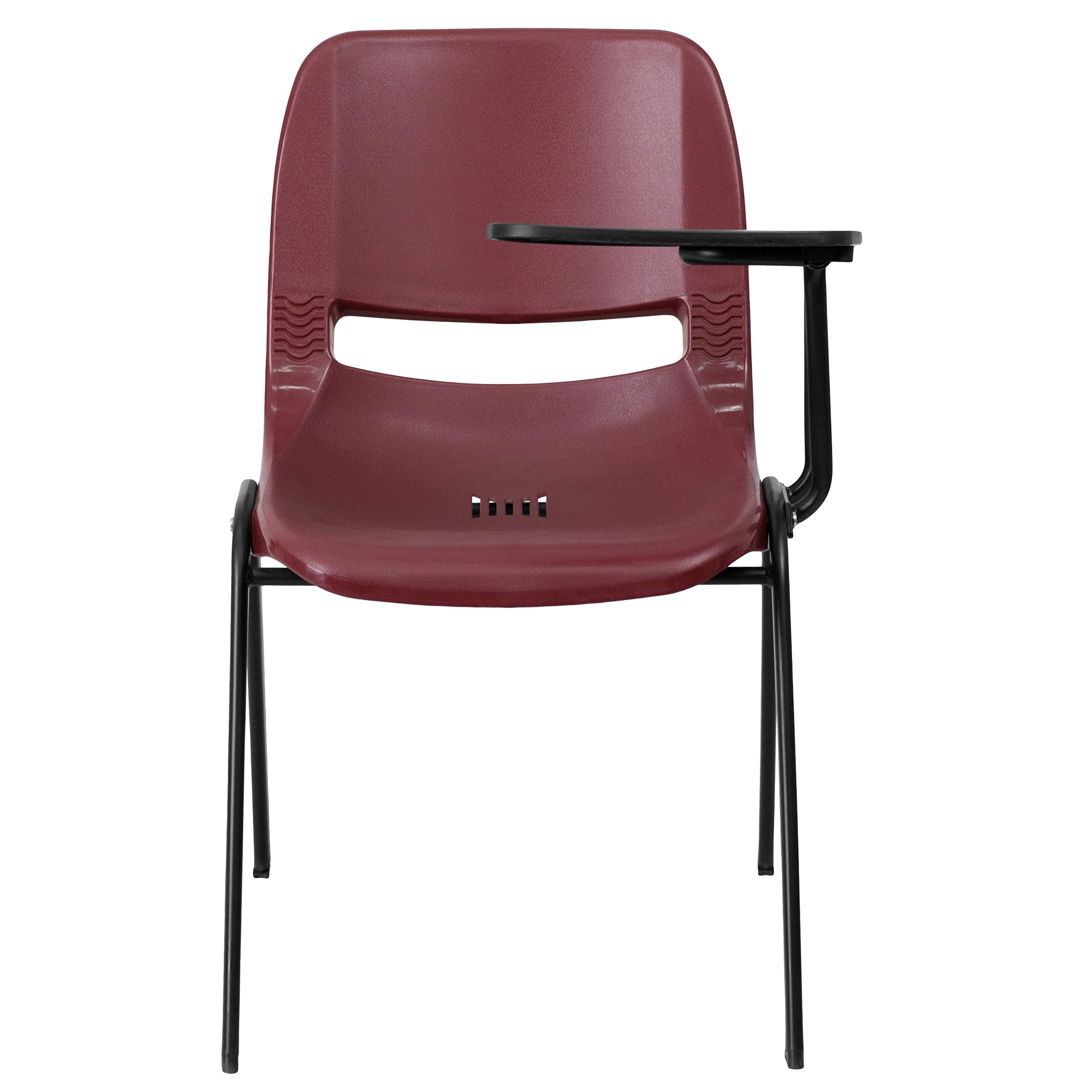 Burgundy Ergonomic Shell Chair with Left-Handed Flip-Up Tablet Arm - Comfortable Office Desk Chair for Home & Work (Ideal for Conference Rooms, Study Areas & Small Spaces)