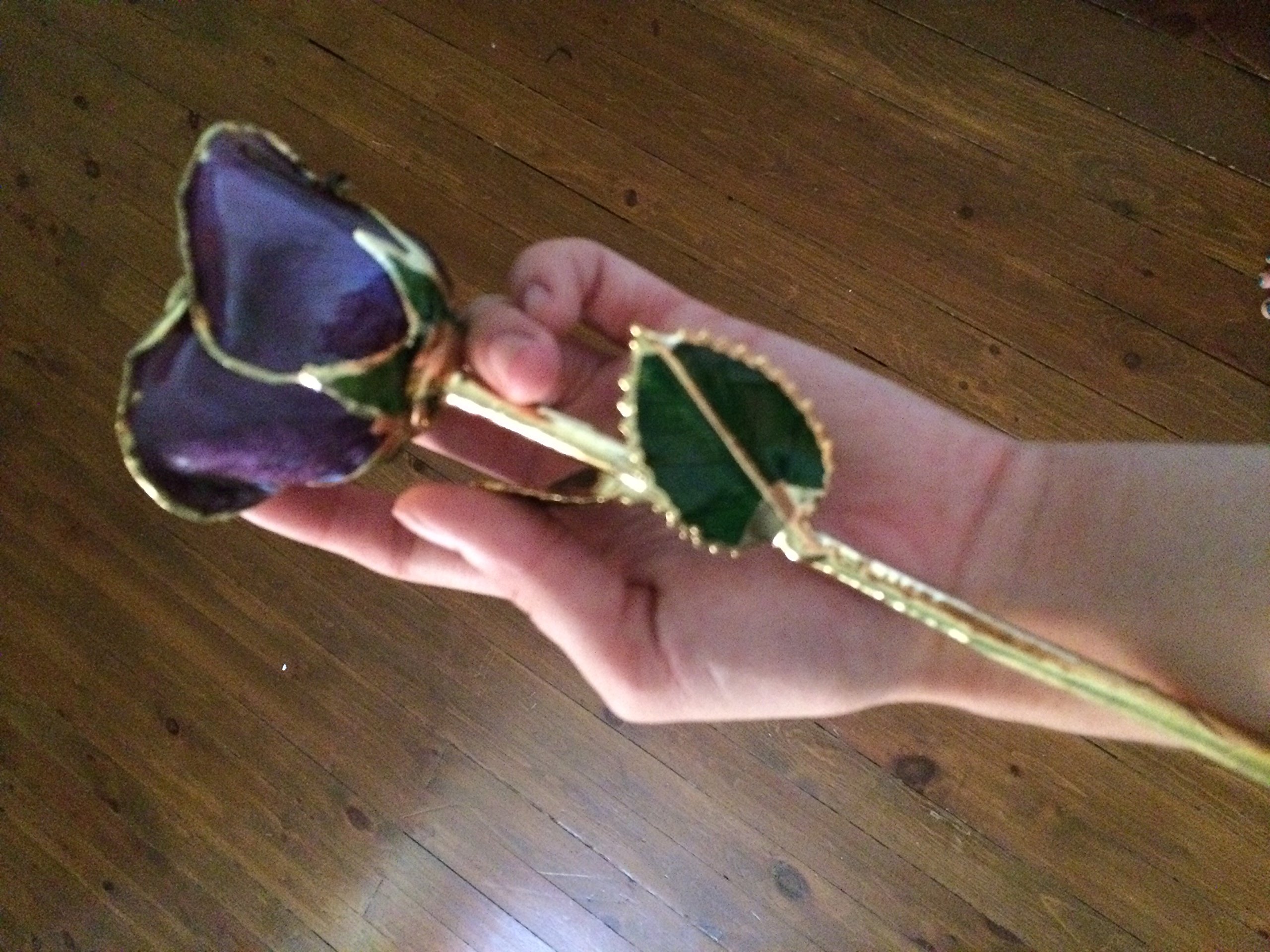 Eternal Purple Rose with Gold Trim - Real Preserved Flower for Home Decor, Wedding Centerpieces & Romantic Gifts