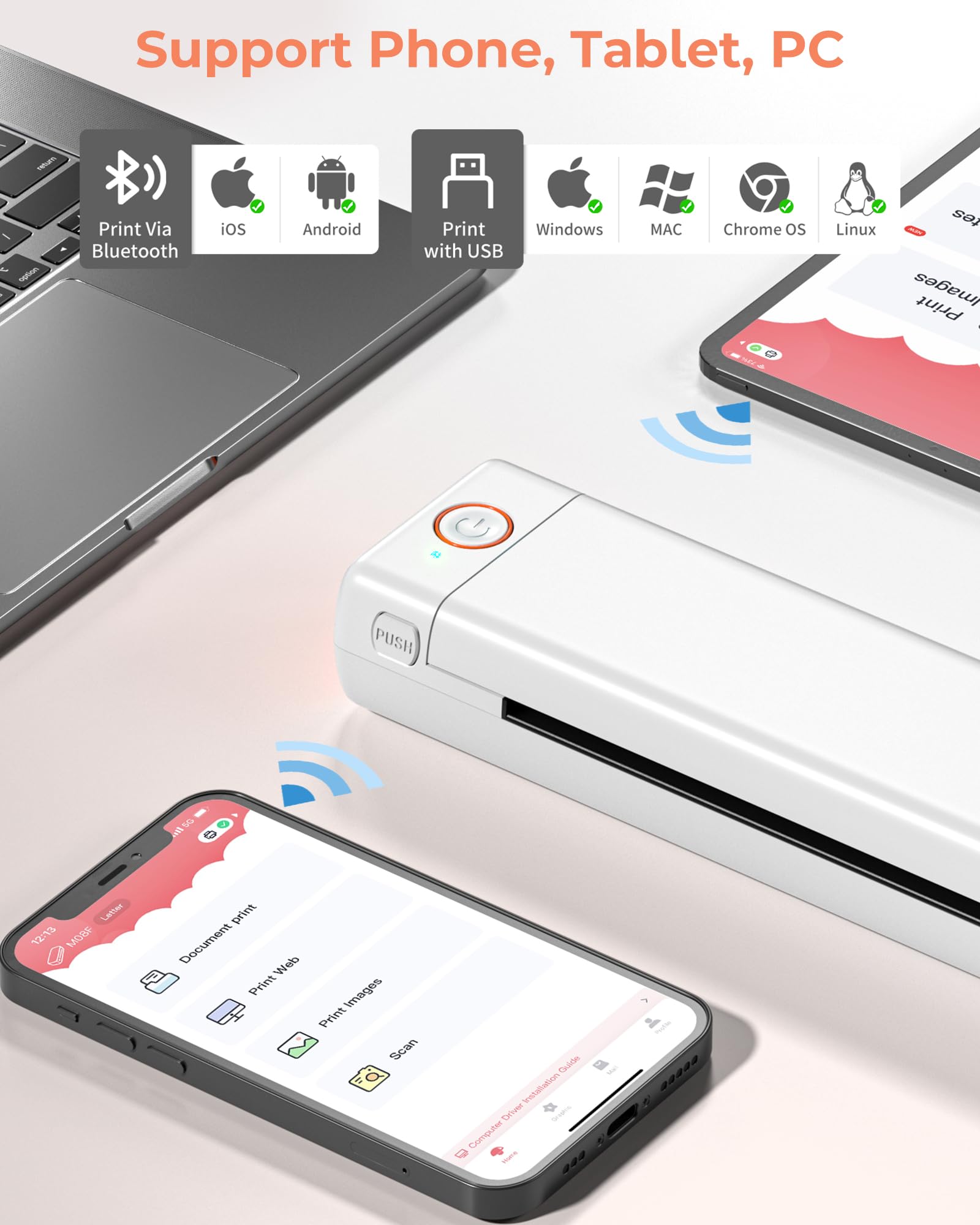 Itari M08F Wireless Tattoo Stencil Printer - Bluetooth Thermal Transfer Machine for Tattoo Artists, Includes 10pcs Stencil Paper, Works with Smartphone & PC - Perfect for Tattoo Studio, Home Practice & Professional Tattoo Design