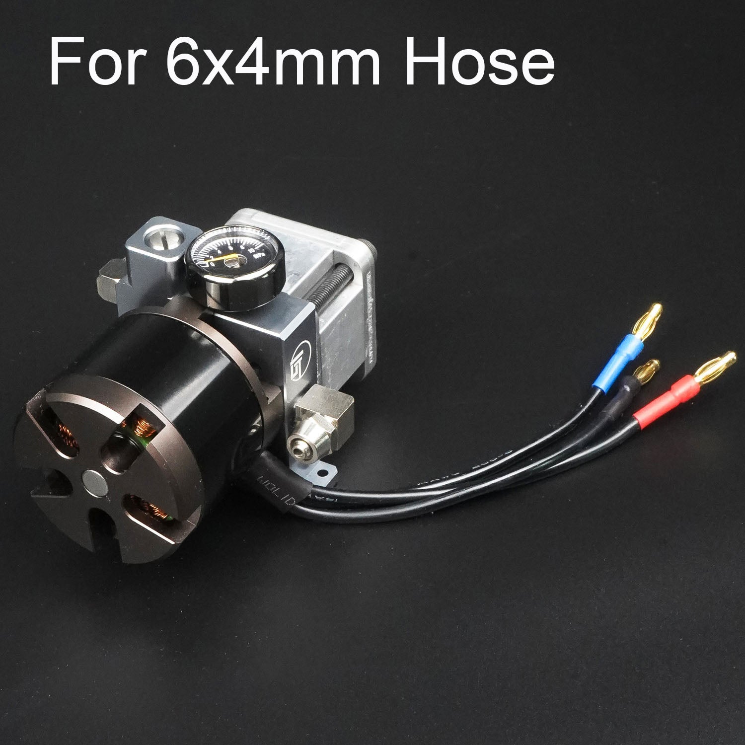 High-Power Metal Hydraulic Pump with Brushless Motor & Pressure Gauge 5048 4020 for 1/12 1/14 Scale RC Construction Vehicles - 6x4MM 8x6MM - Perfect for Crawler Trucks, Excavators and Heavy Duty RC Models