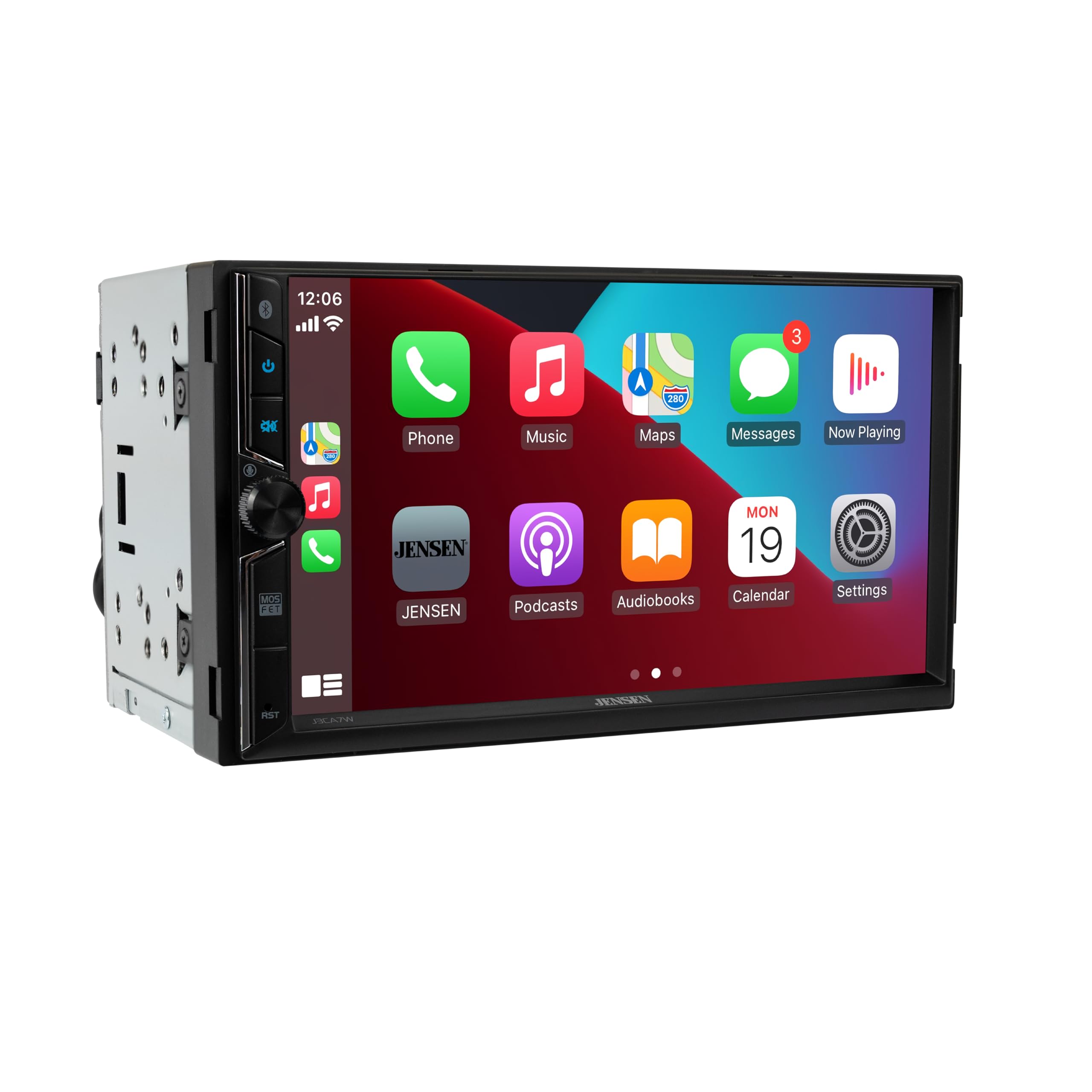 JENSEN J3CA7W 7-inch Double DIN Car Stereo with Apple CarPlay & Android Auto - Wireless & Wired Touchscreen Radio | Bluetooth | Backup Camera Input | USB Playback & Charging | Perfect for Road Trips & Daily Commutes