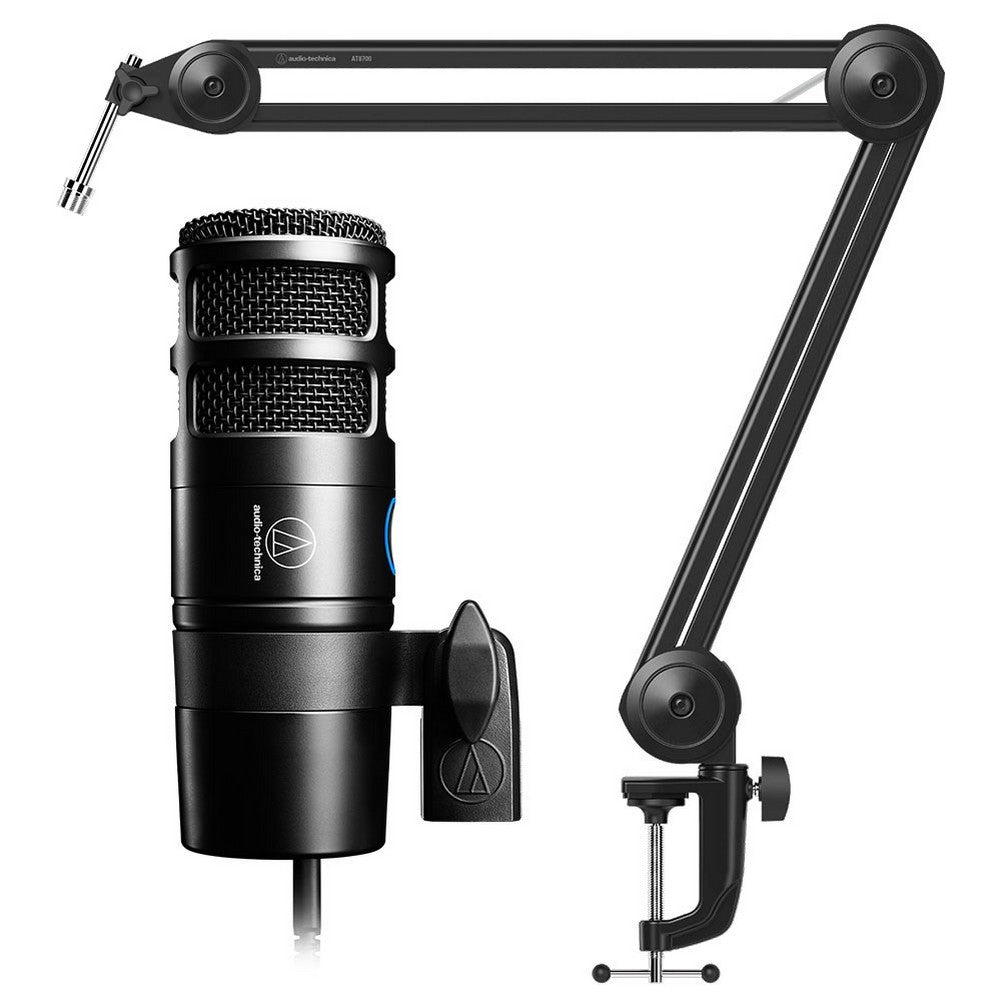 Audio Technica AT2040USB Hypercardioid Dynamic USB Podcast Microphone with Boom Arm - Professional Studio Streaming Mic for Podcasting, Gaming, Voiceovers & YouTube Recording