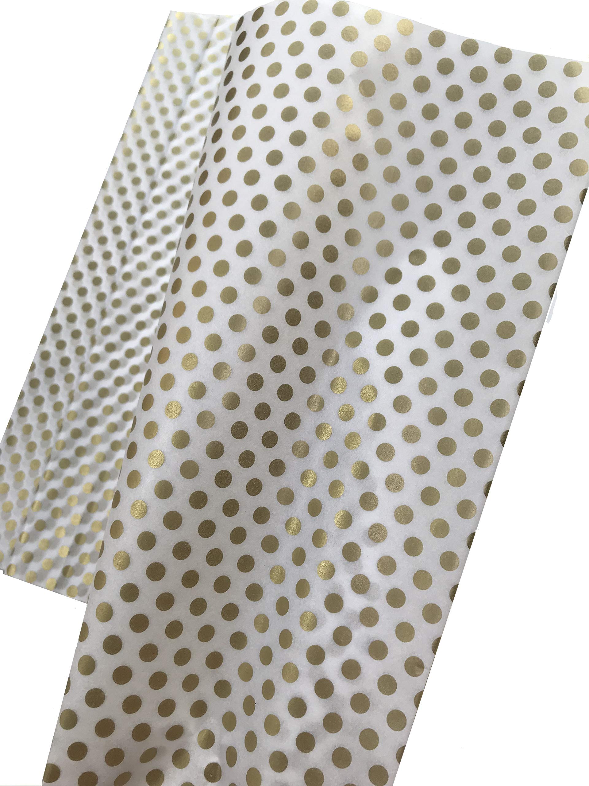 Premium Ocean Tides Gift Wrapping Tissue Paper - 50 Sheets Bulk Gold & Gold Dots Tissue Paper (15