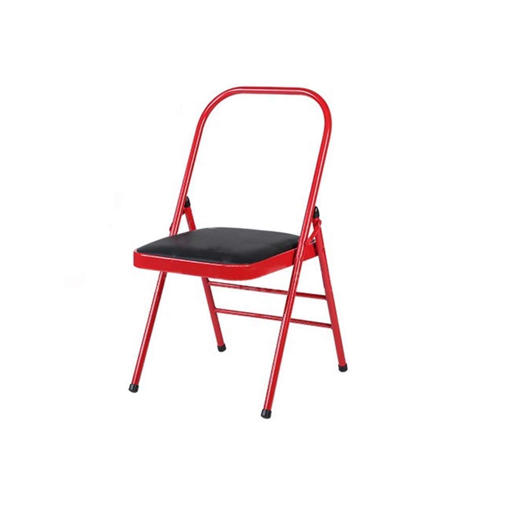Premium Folding Portable Yoga Chair for Home & Gym - Heavy Duty Metal Fitness Chair with Non-Slip Base (Red/Black) - Ideal for Yoga, Pilates, Meditation & Physical Therapy Sessions
