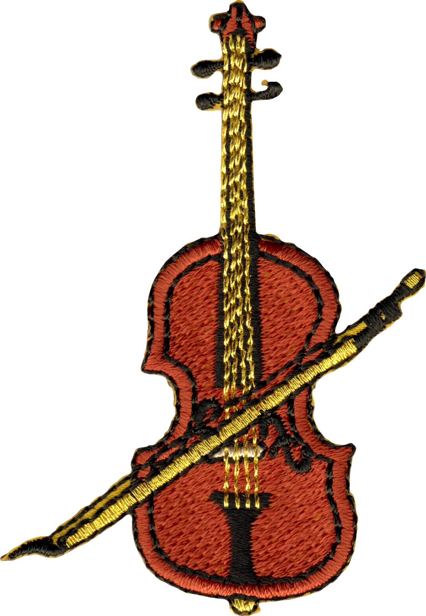 Violin with Bow Iron-On Patch - Embroidered Music Instrument Patch for Jackets, Bags & DIY Crafts - Perfect for Musicians & Music Lovers