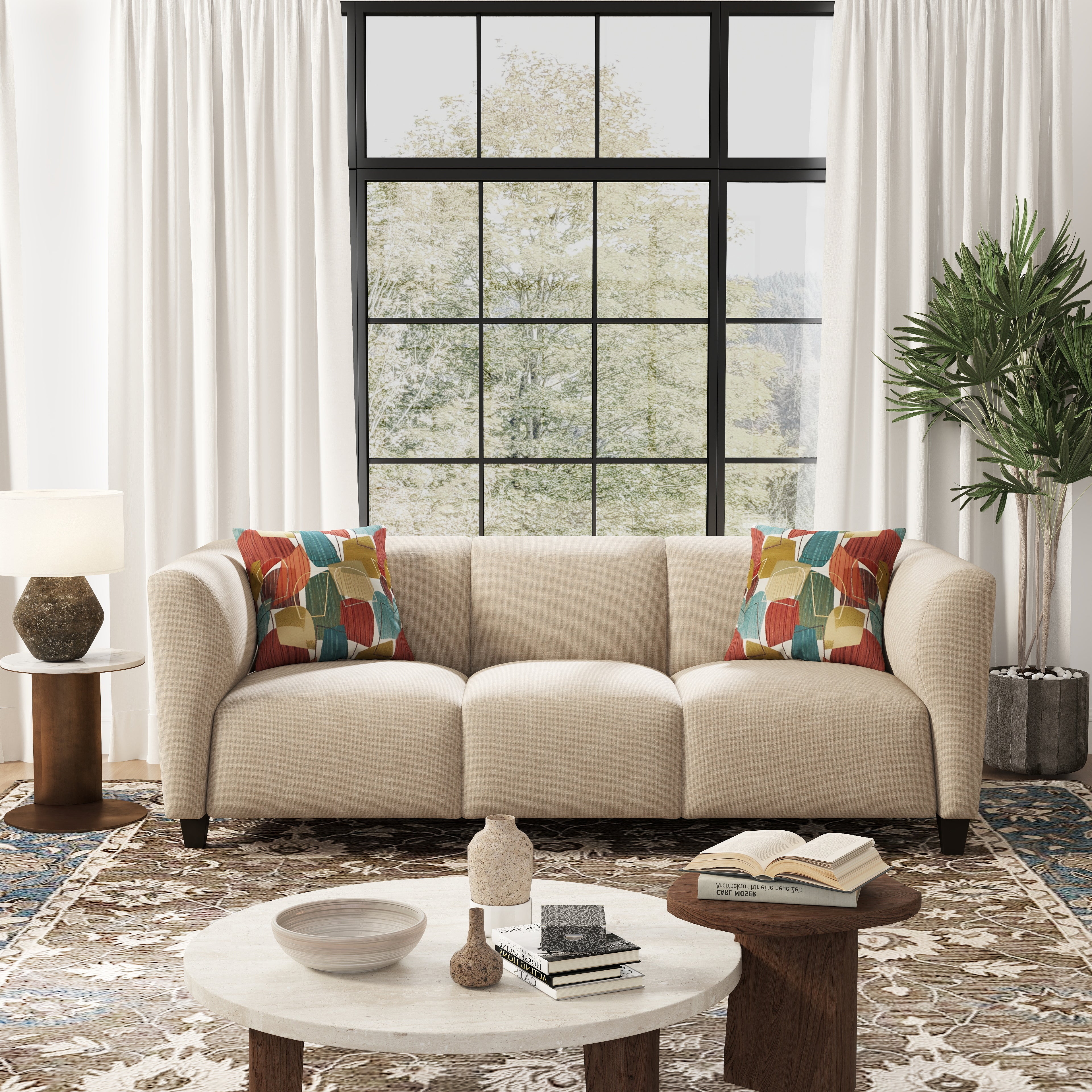 Roundhill Furniture Della Upholstered Sofa and Loveseat Set - Modern Living Room Furniture for Small Spaces | Perfect for Apartments, Condos & Cozy Homes